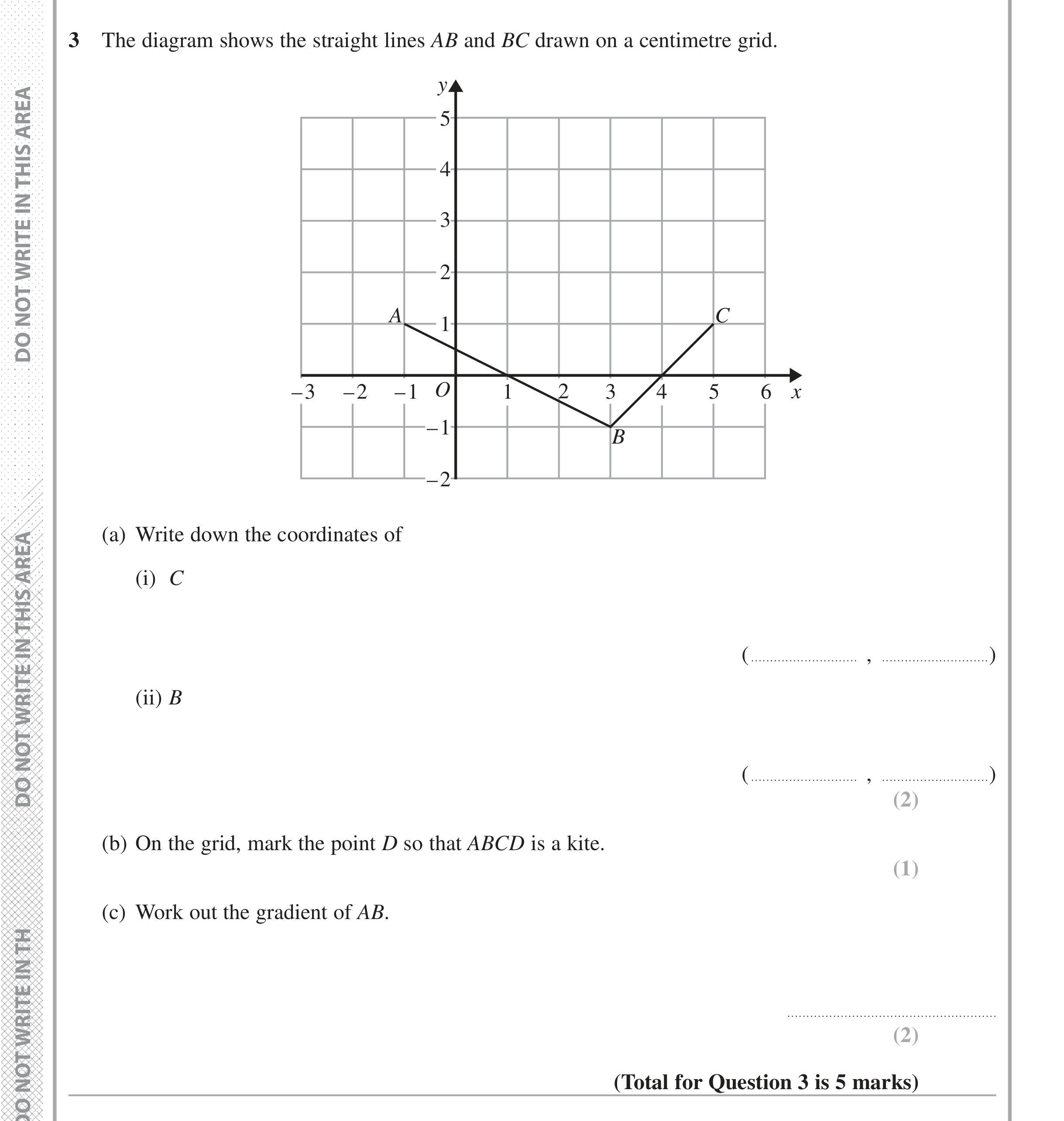Question 3 — Coordinate Geometry — Edexcel iGCSE Jan 2017