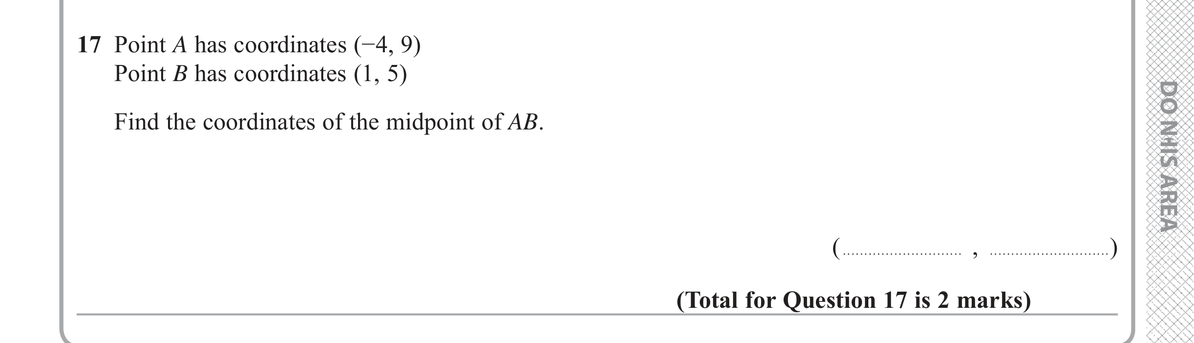 Question 17 — Coordinate Geometry — Edexcel iGCSE June 2017