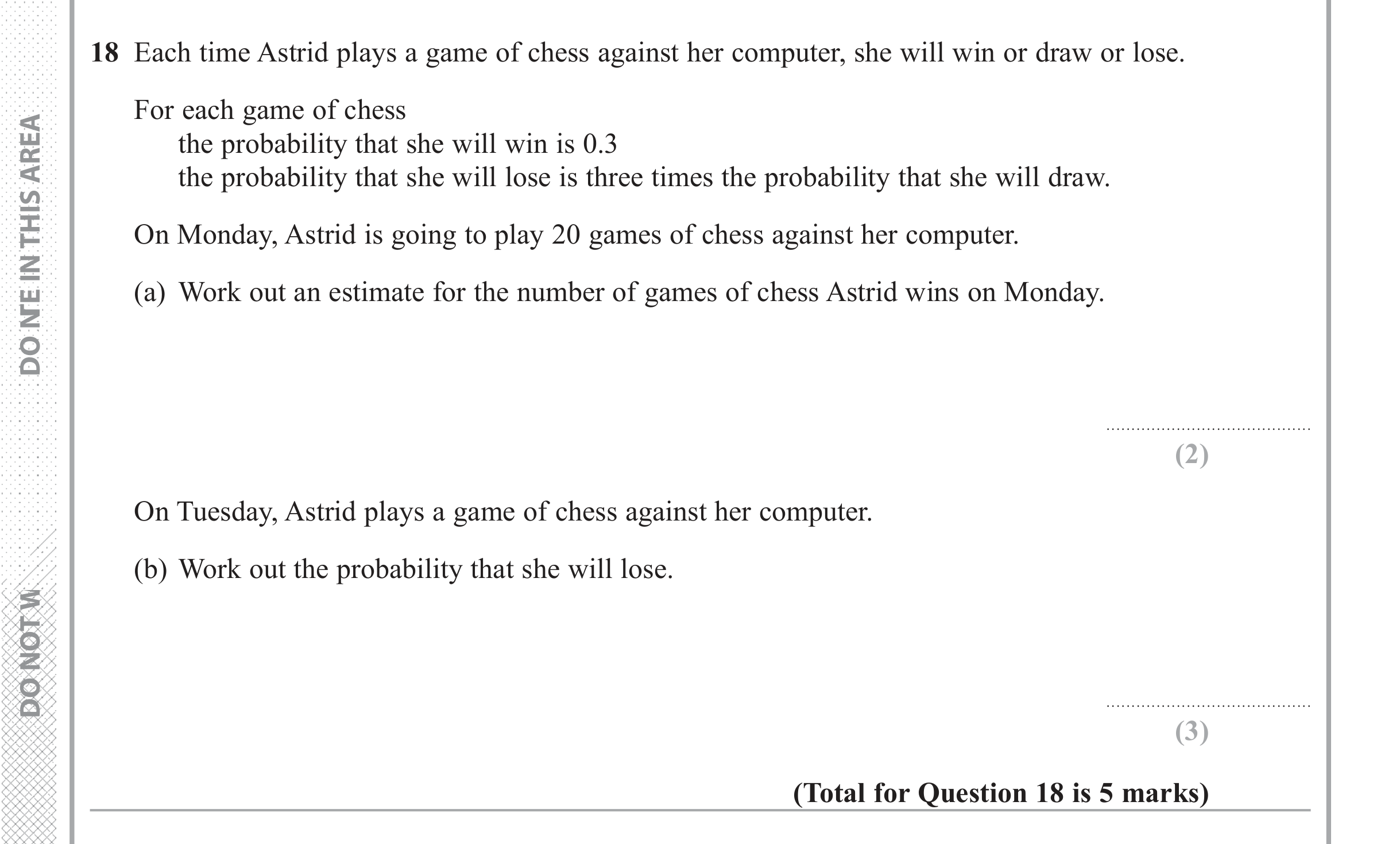 Question 18 — Probability — Edexcel iGCSE June 2017