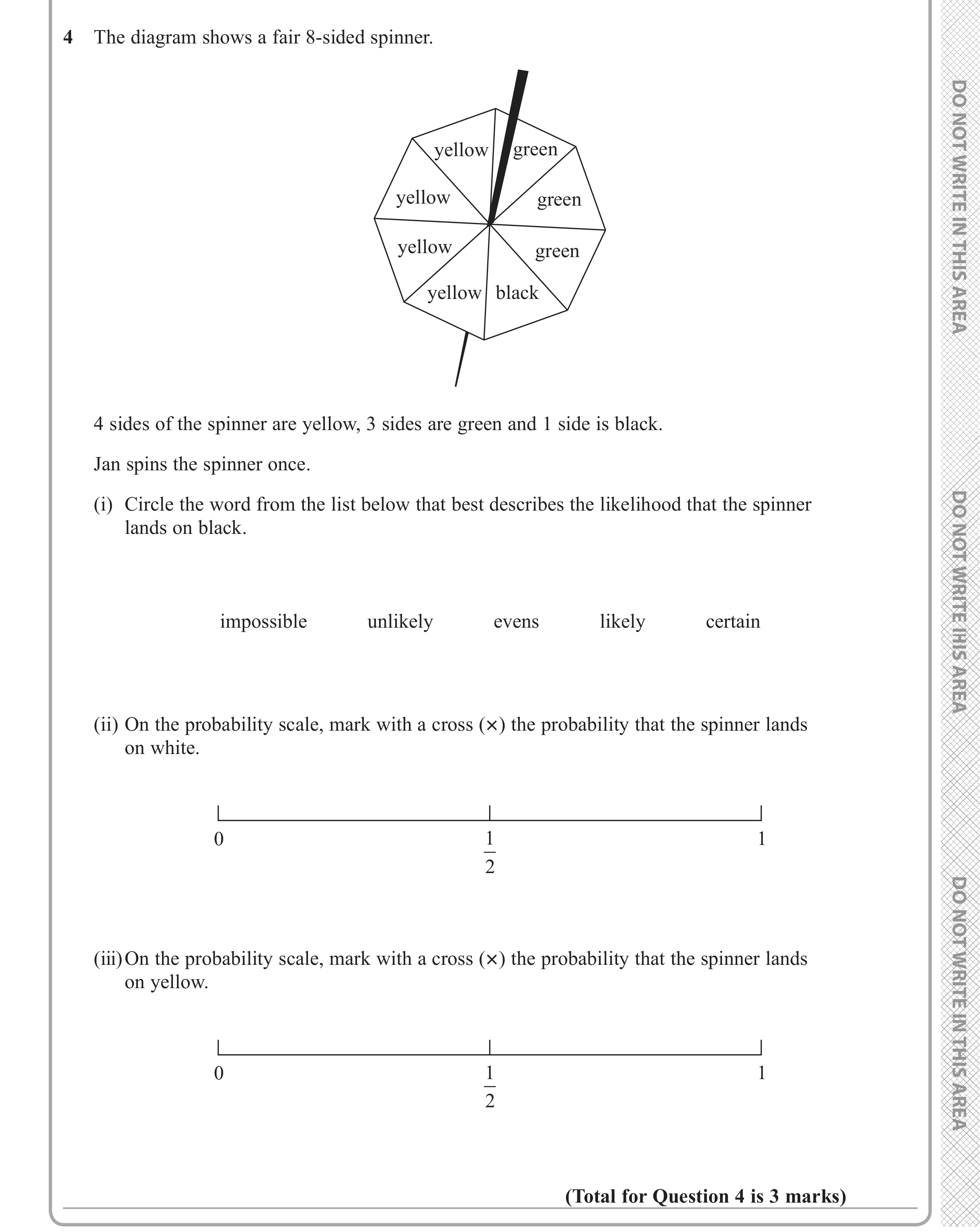 Question 4 — Probability — Edexcel iGCSE Jan 2018