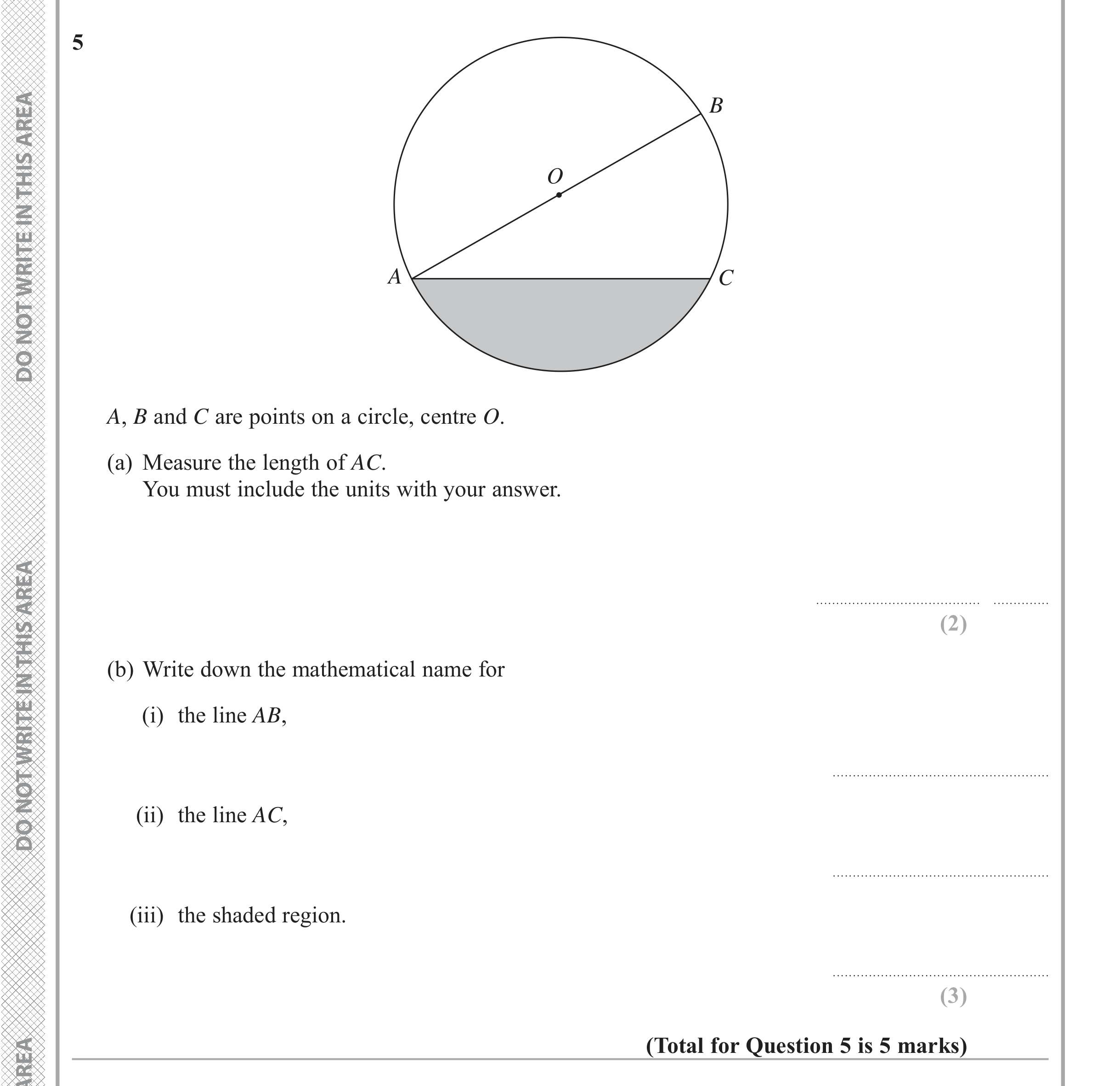 Question 5 — Circles — Edexcel iGCSE Jan 2018