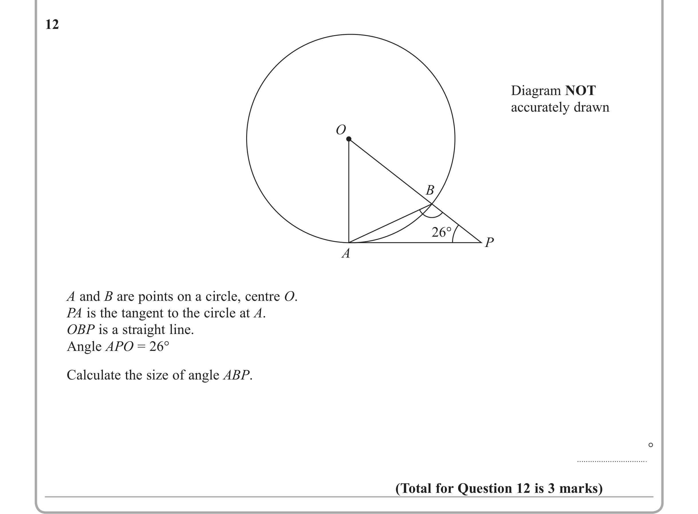 Question 12 — Circles — Edexcel iGCSE June 2013