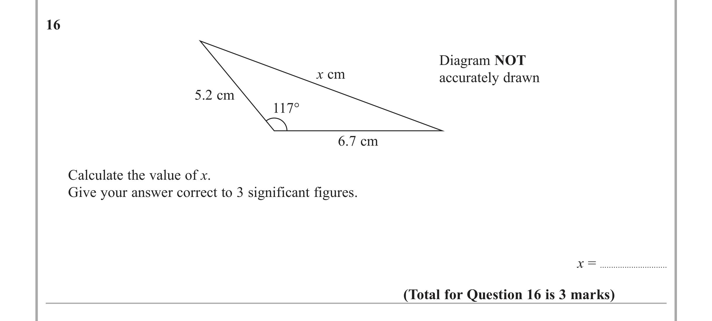 Question 16 — Trig — Edexcel iGCSE June 2013