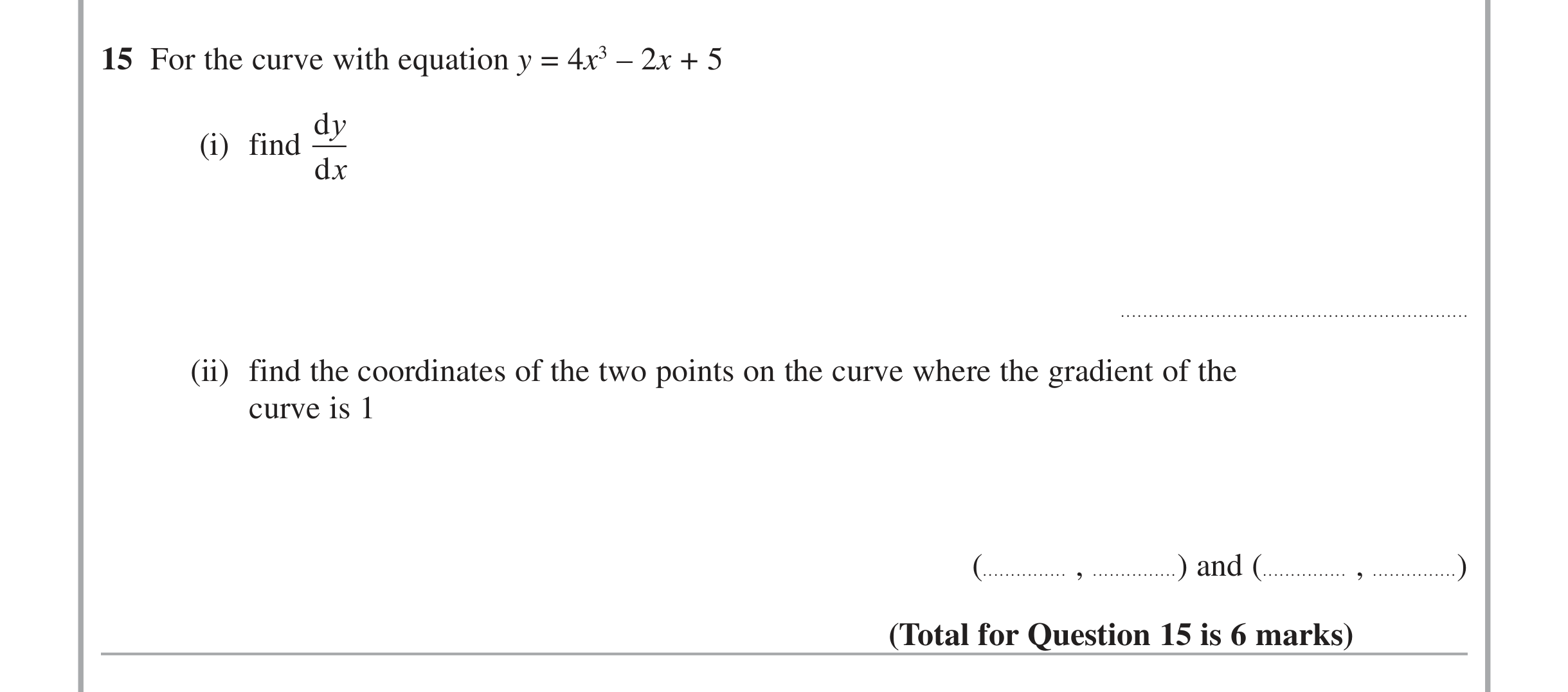 Question 15 — Coordinate Geometry — Edexcel iGCSE Jan 2014