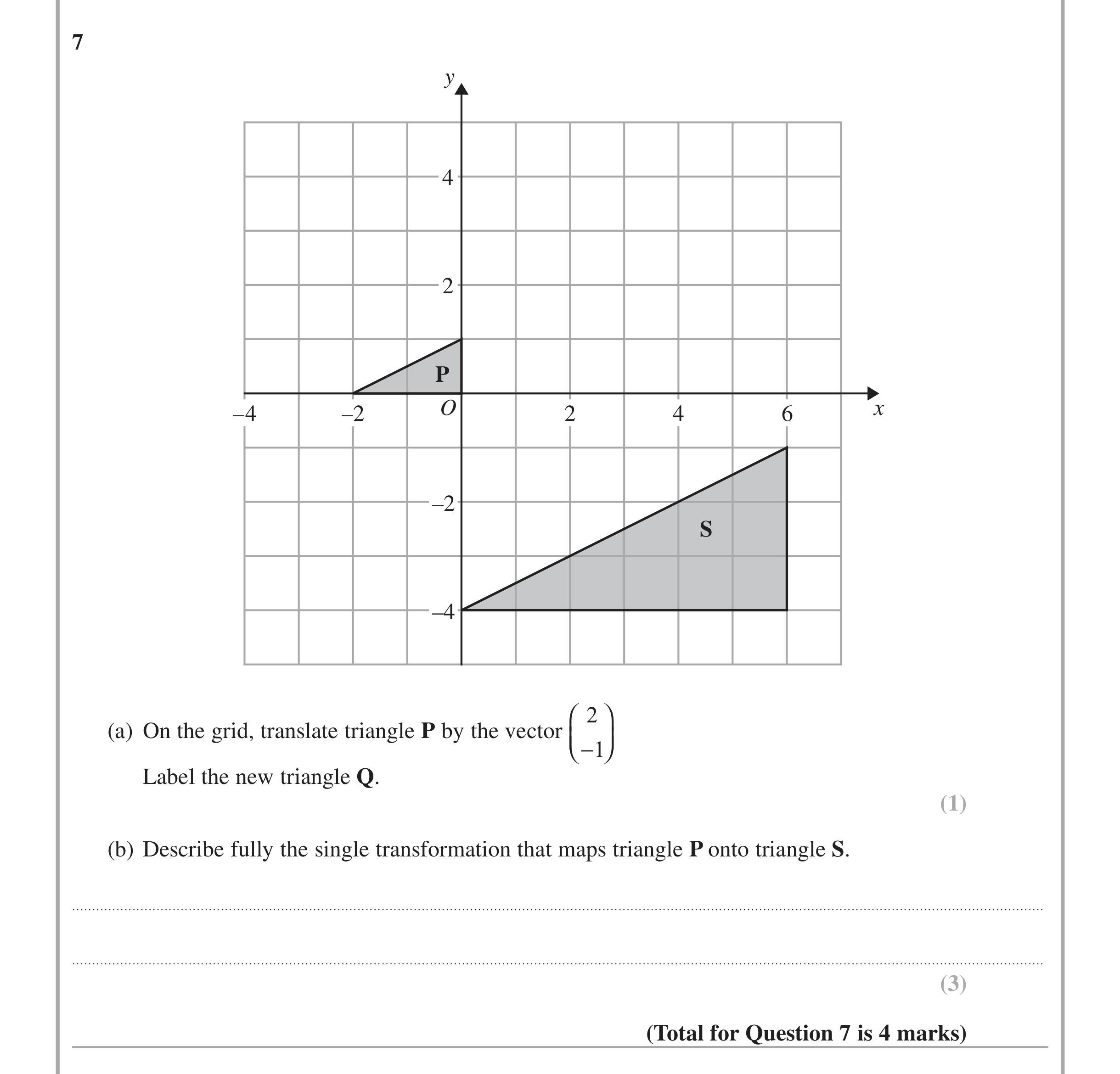 Question 7 — Vectors — Edexcel iGCSE Jan 2014