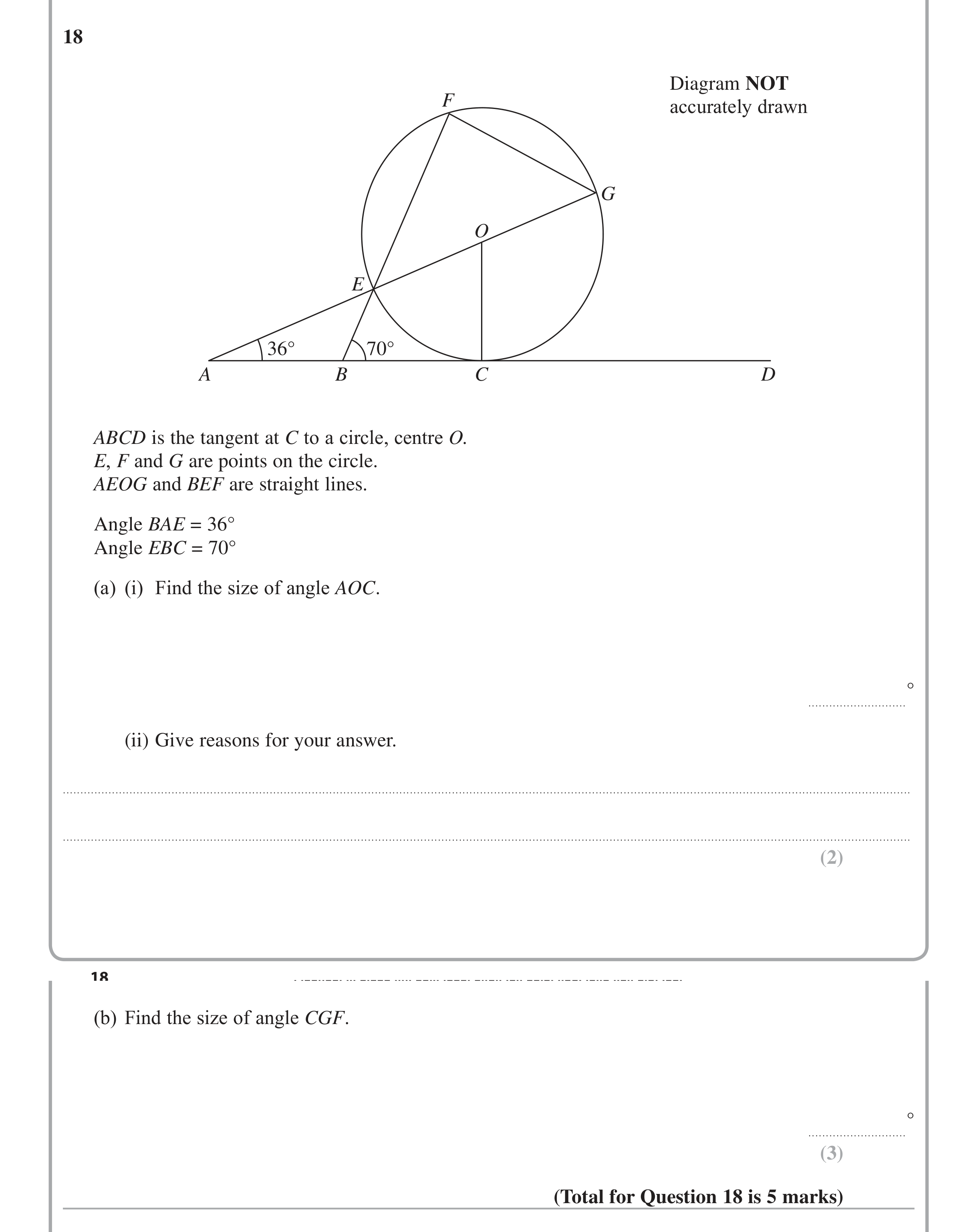 Question 18 — Trig — Edexcel iGCSE June 2014
