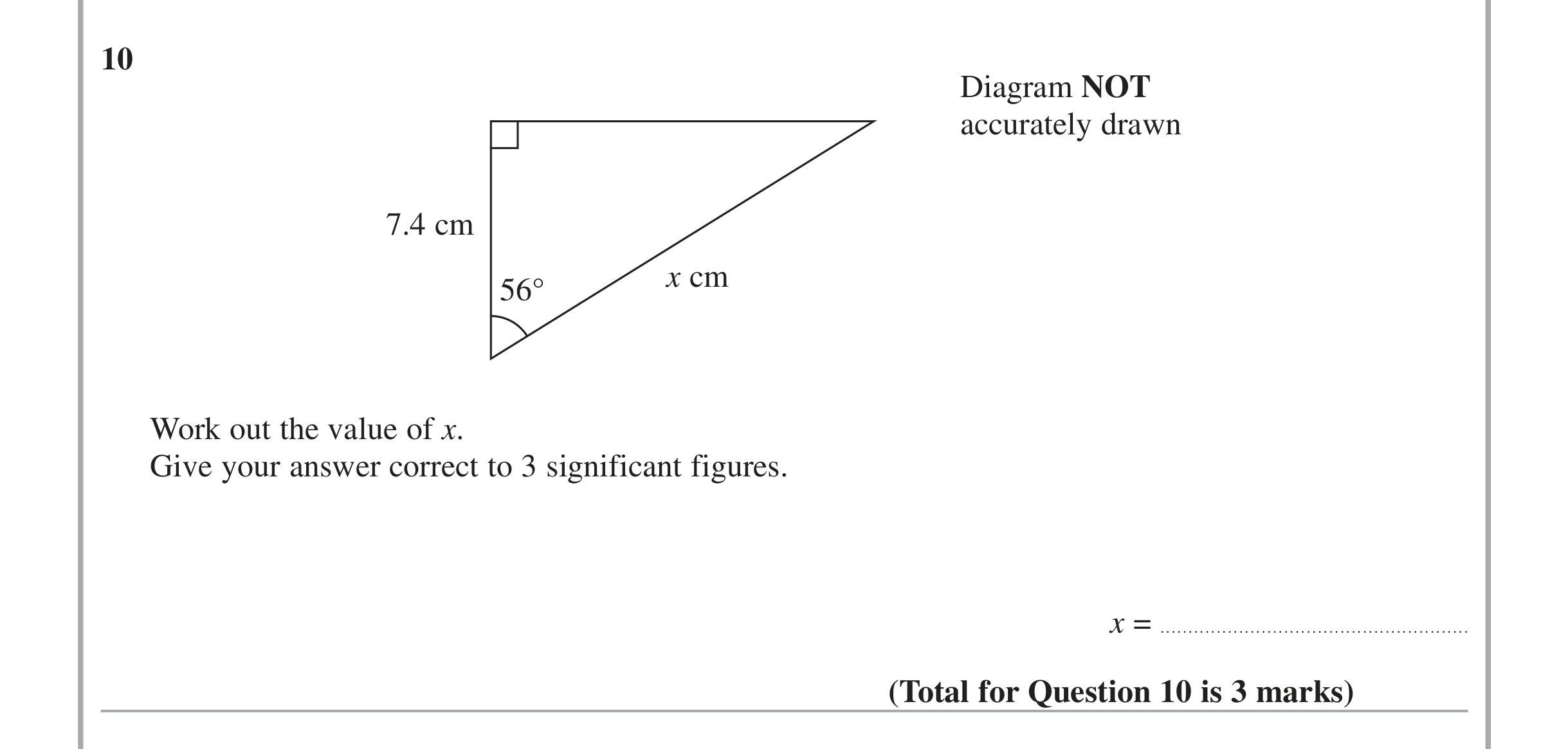 Question 10 — Trig — Edexcel iGCSE June 2015
