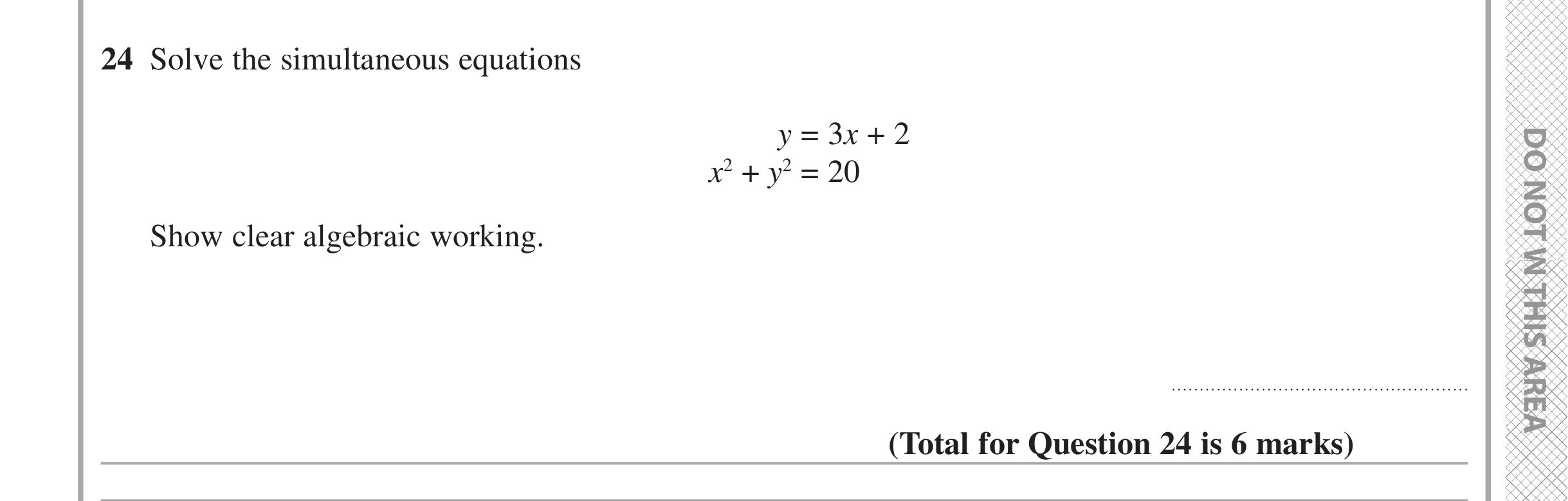 Question 24 — Quadratics — Edexcel iGCSE Jan 2016