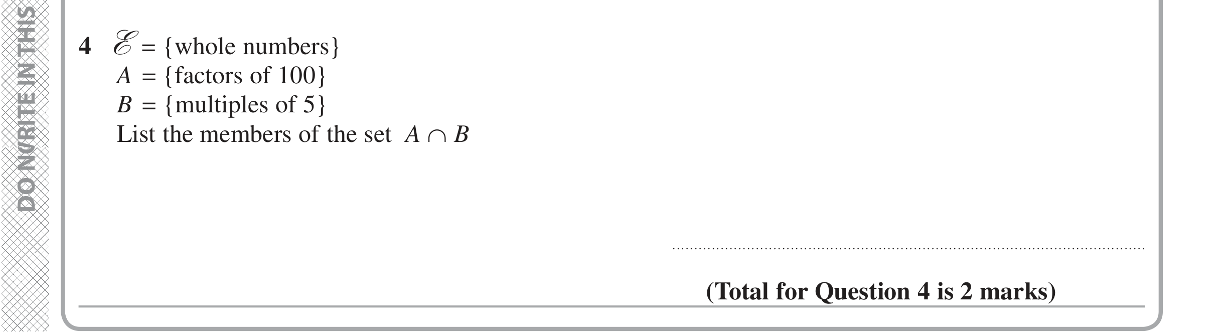 Question 4 — Venn Diagram — Edexcel iGCSE Jan 2016