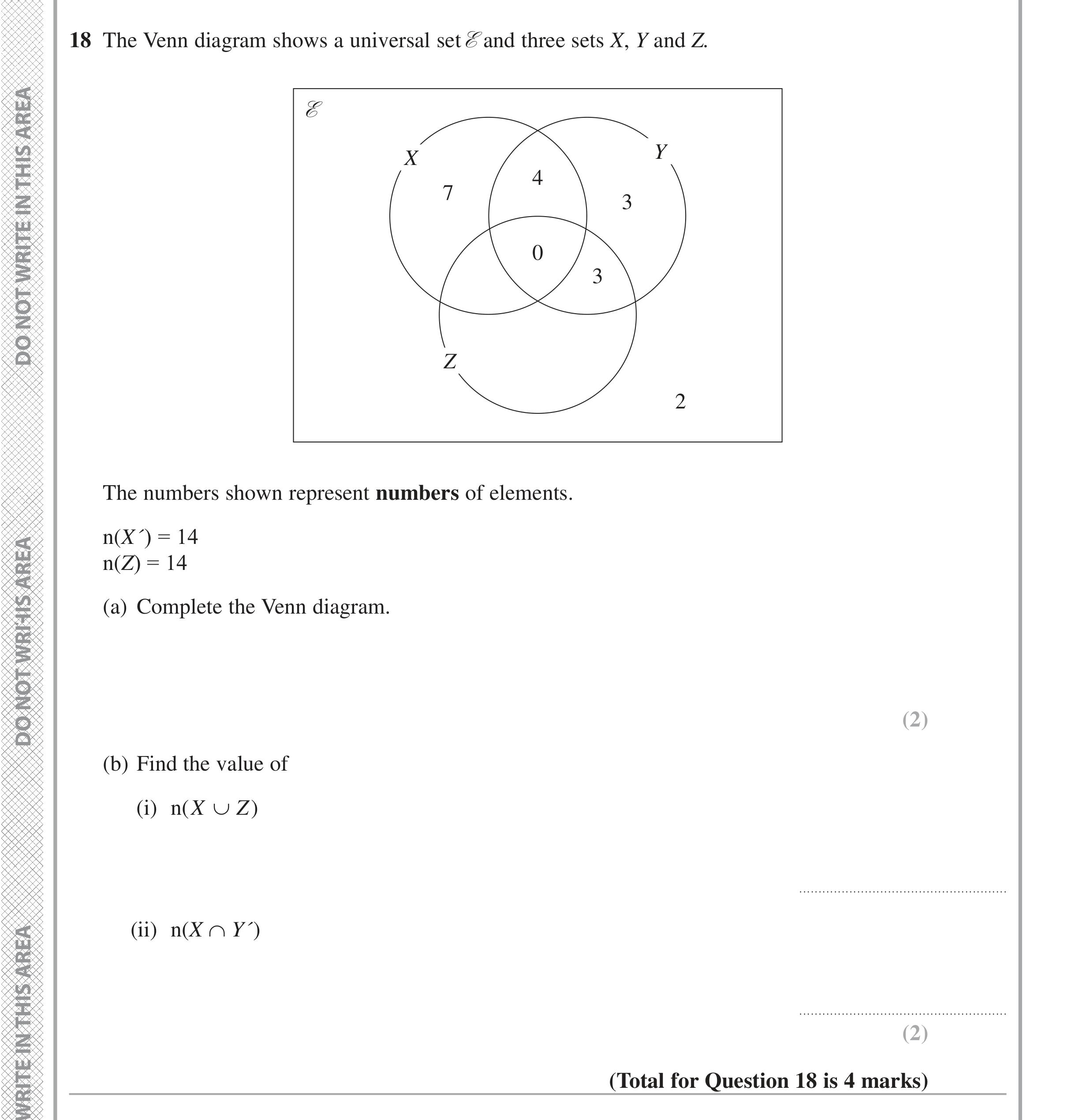 Question 18 — Venn Diagram — Edexcel iGCSE June 2016