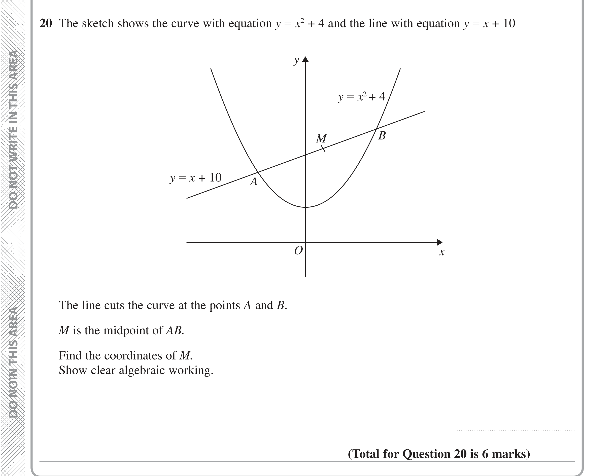 Question 20 — Quadratics — Edexcel iGCSE June 2016