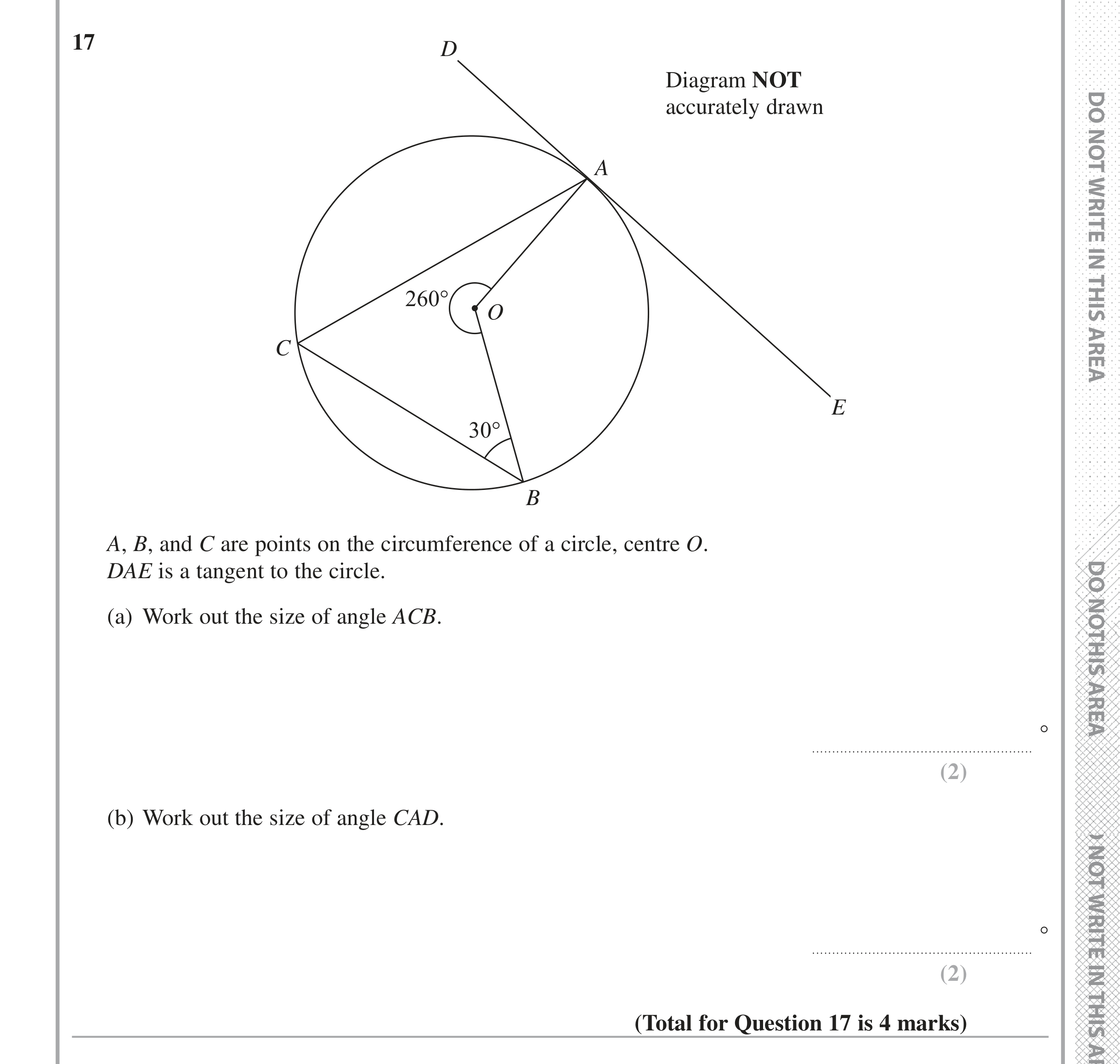 Question 17 — Circles — Edexcel iGCSE Jan 2017