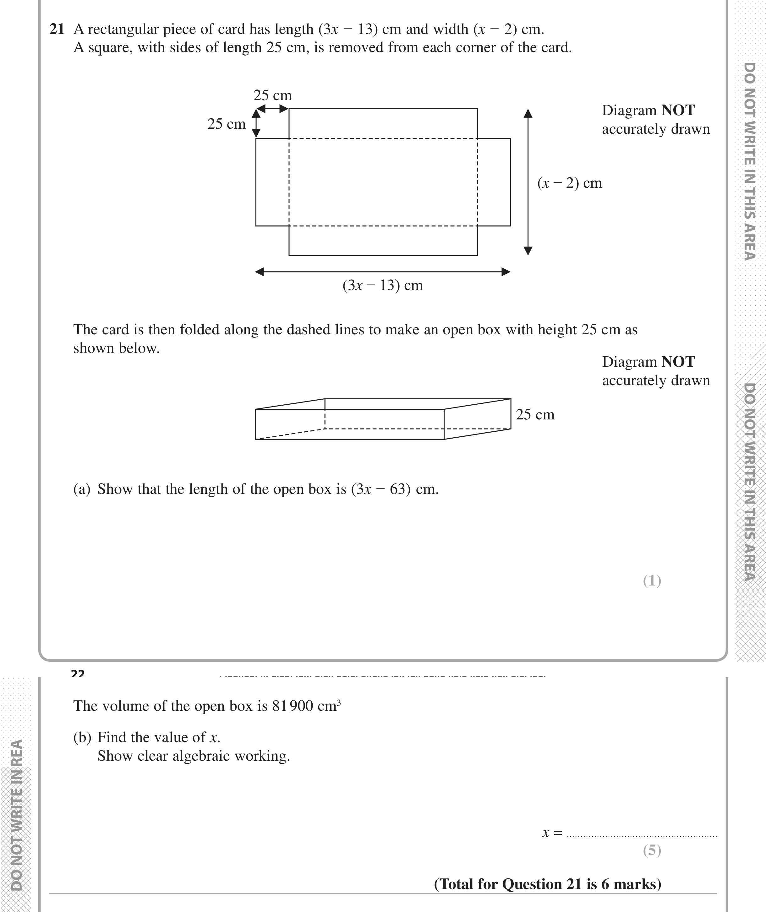 Question 21 — Quadratics — Edexcel iGCSE Jan 2017