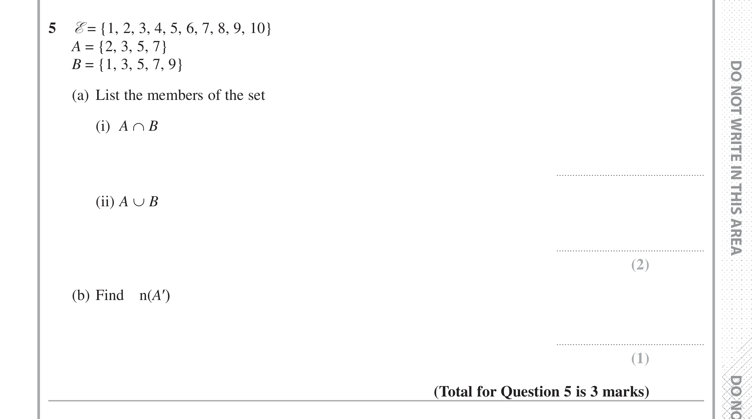 Question 5 — Venn Diagram — Edexcel iGCSE Jan 2017