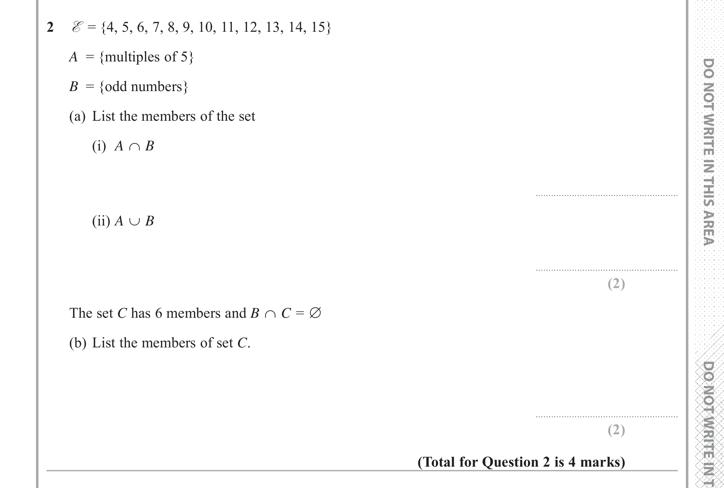 Question 2 — Venn Diagram — Edexcel iGCSE June 2017