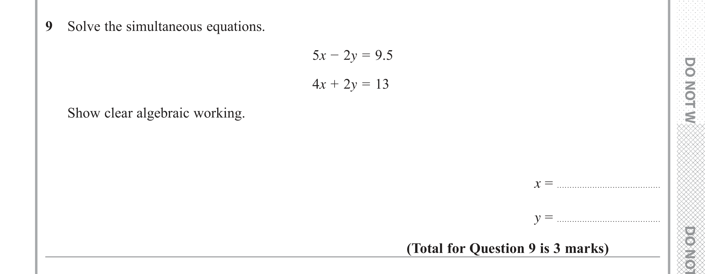 Question 9 — Coordinate Geometry — Edexcel iGCSE June 2017