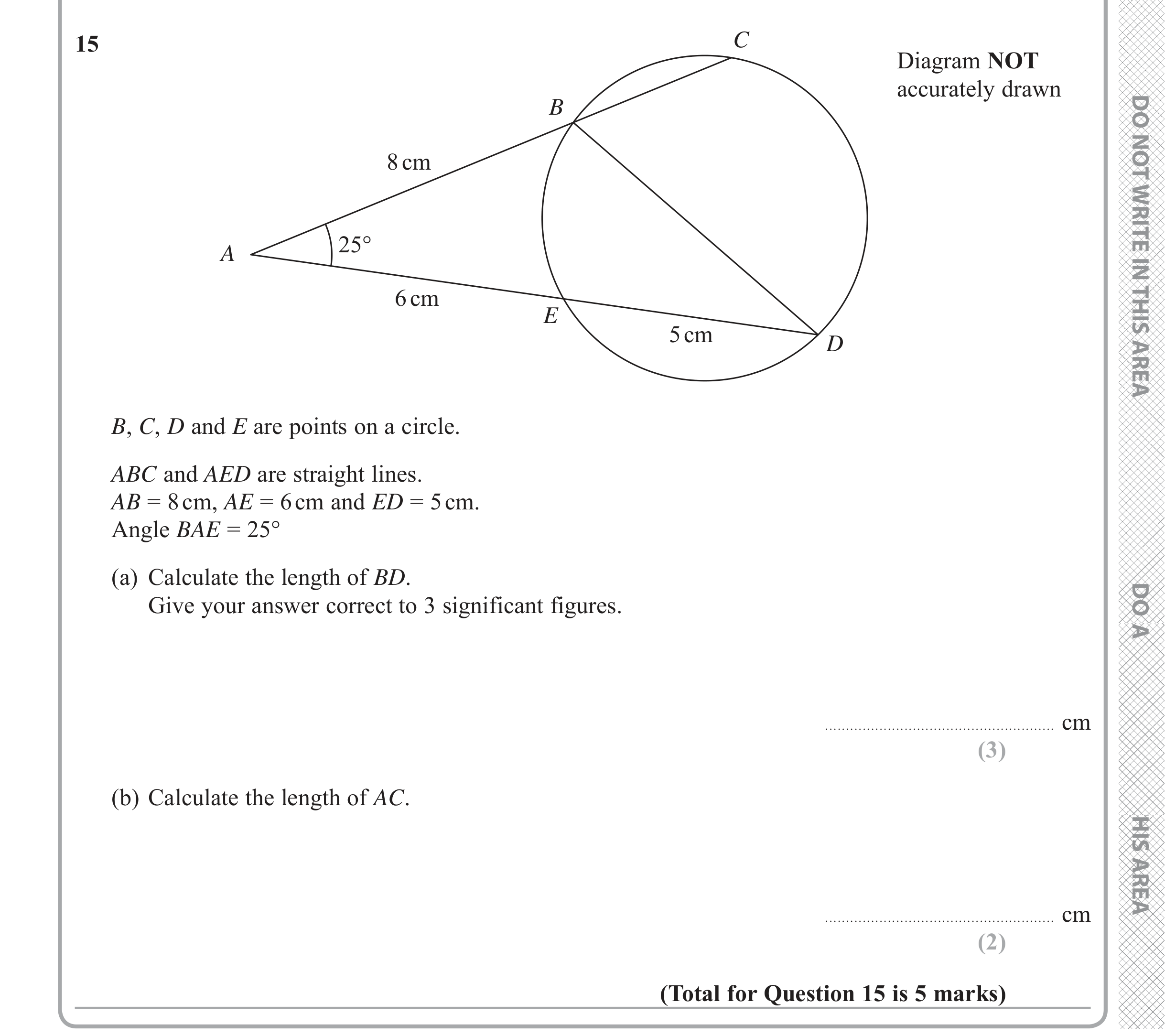 Question 15 — Trig — Edexcel iGCSE Jan 2018