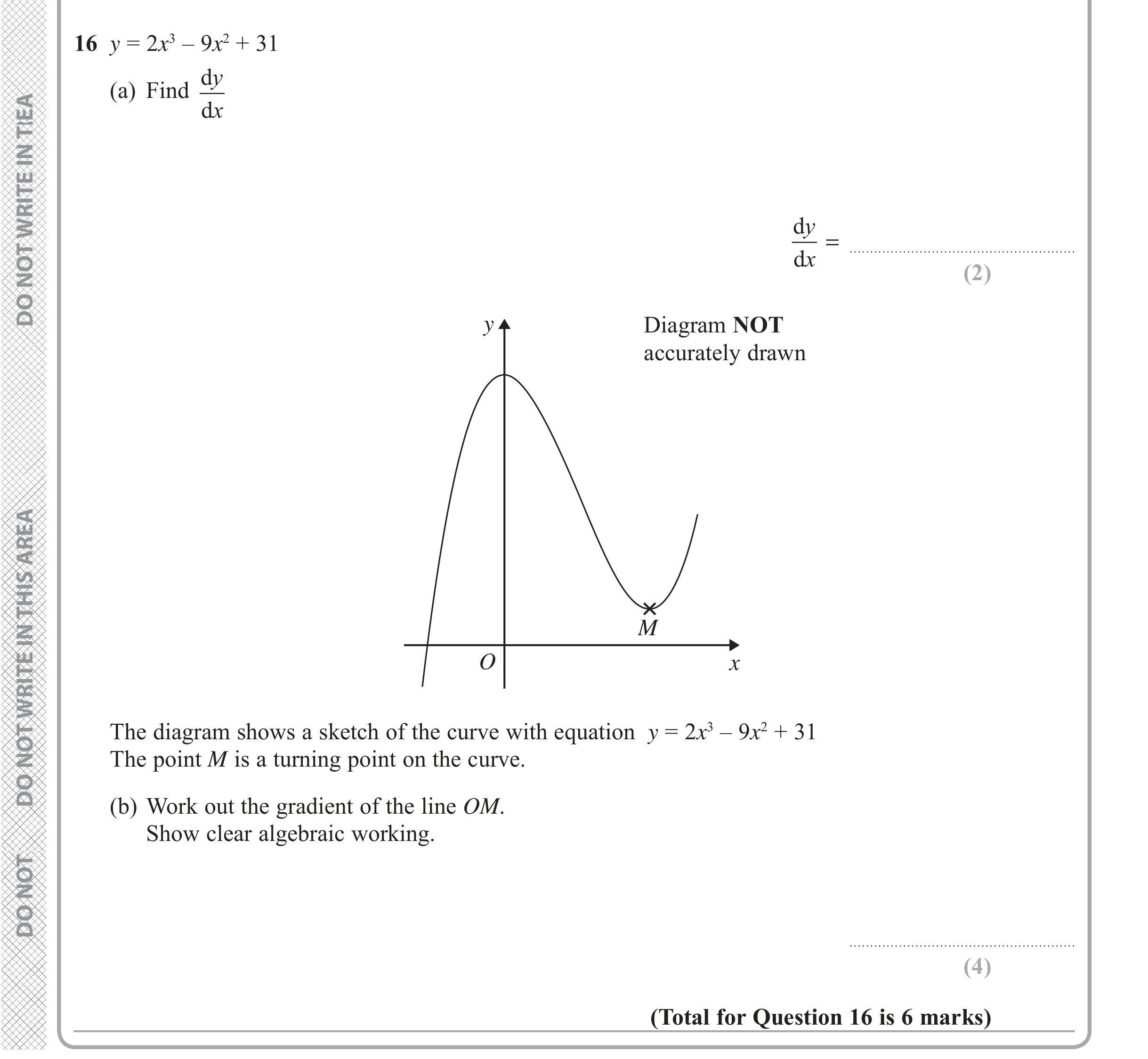 Question 16 — Differentiation — Edexcel iGCSE Jan 2018