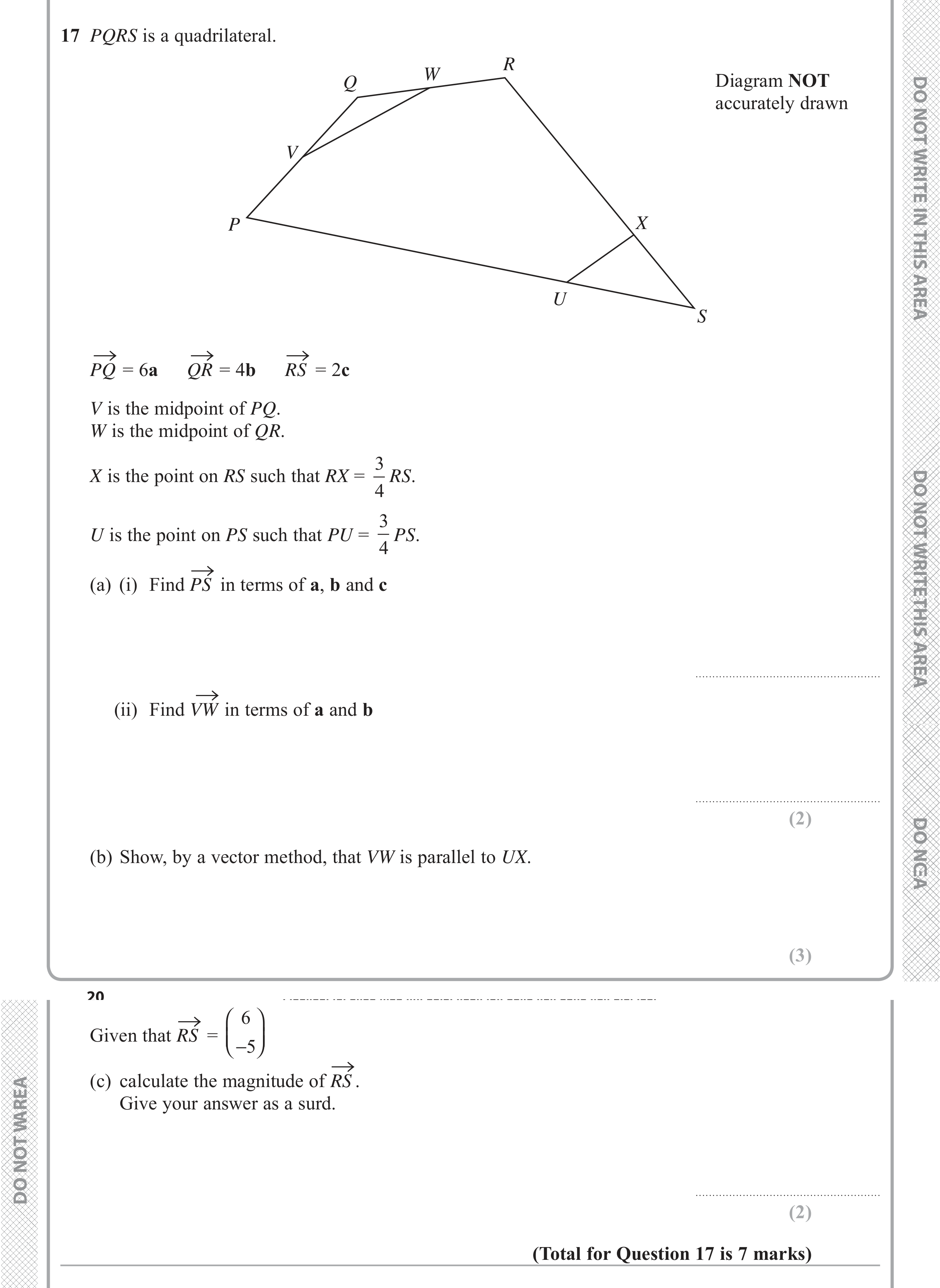 Question 17 — Vectors — Edexcel iGCSE Jan 2018