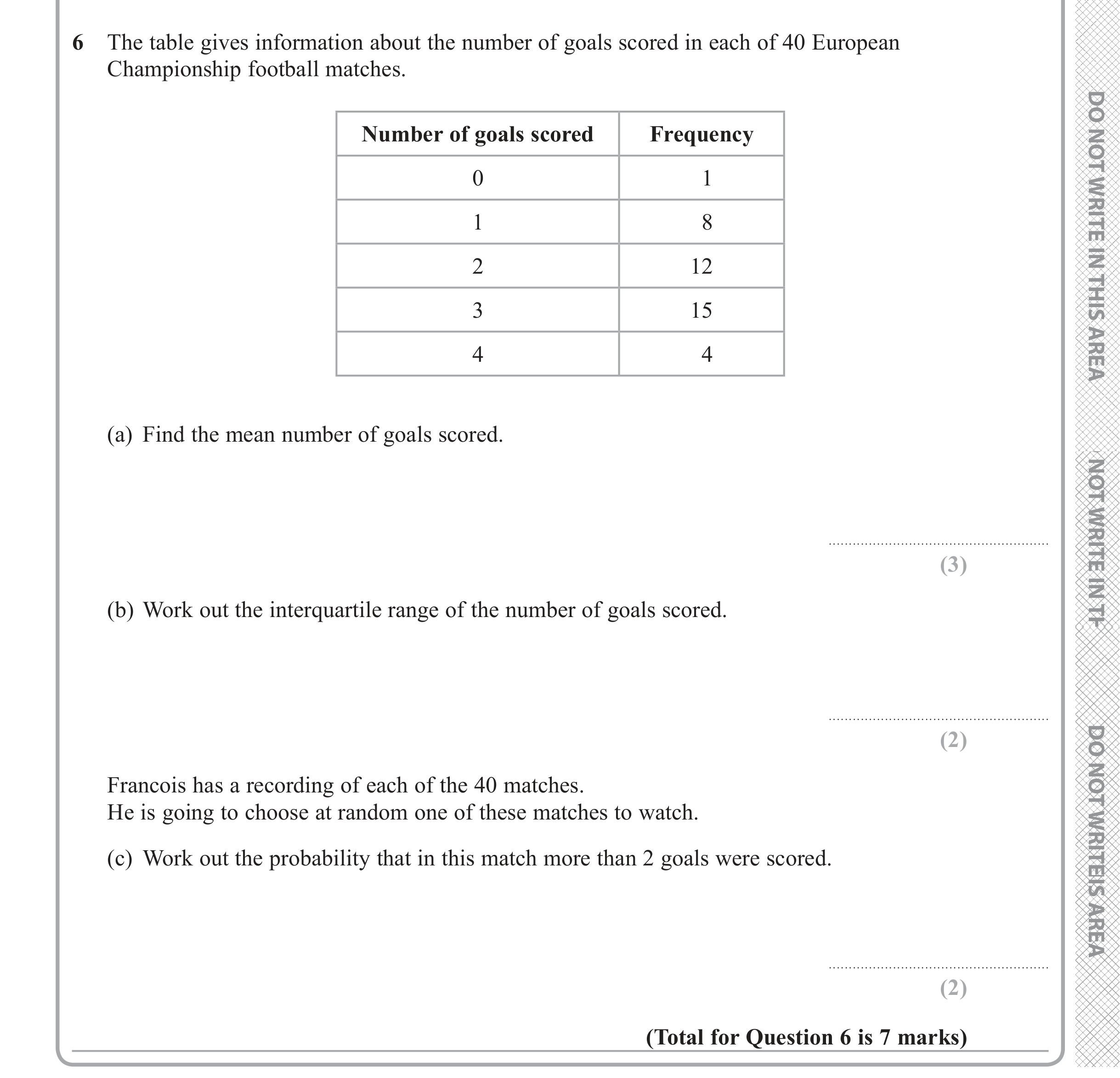 Question 6 — Probability — Edexcel iGCSE Jan 2018