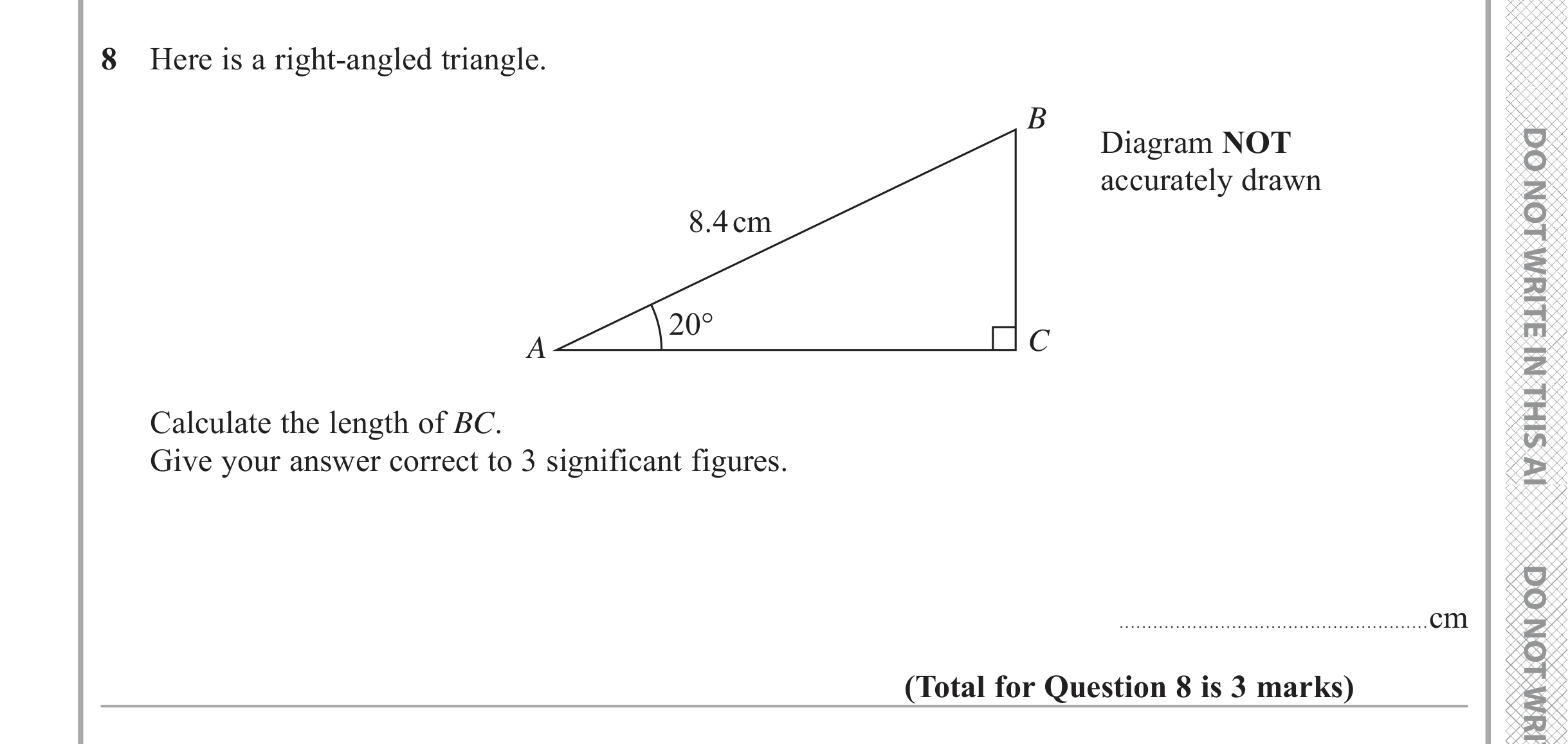 Question 8 — Trig — Edexcel iGCSE Jan 2018