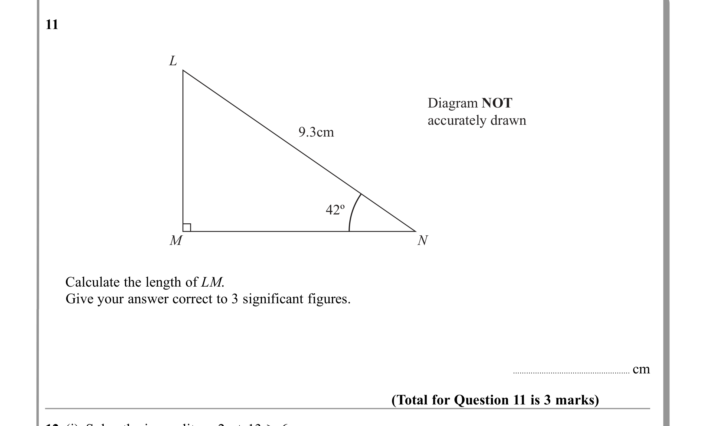 Question 11 — Trig — Edexcel iGCSE June 2011