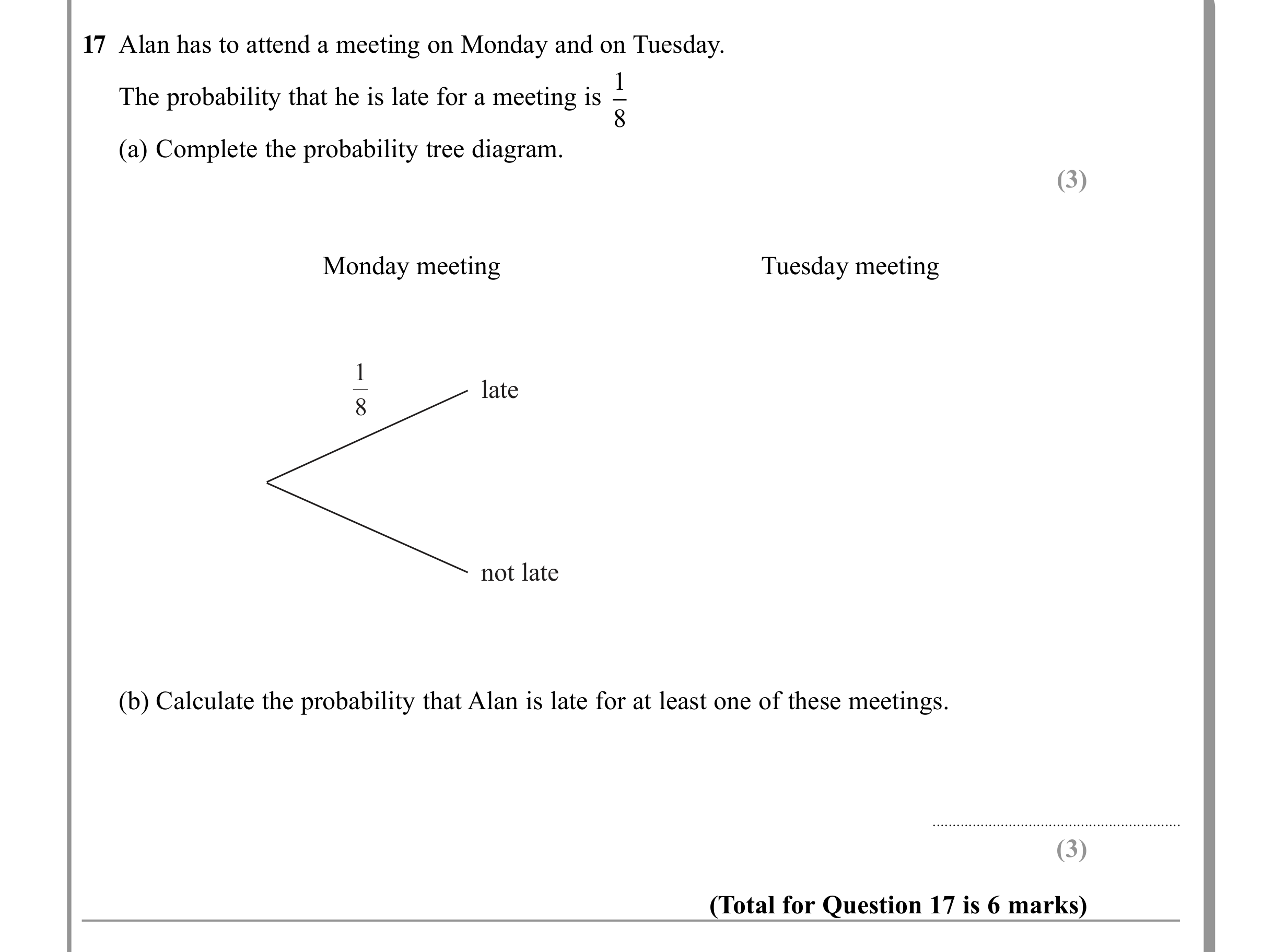 Question 17 — Probability — Edexcel iGCSE June 2011