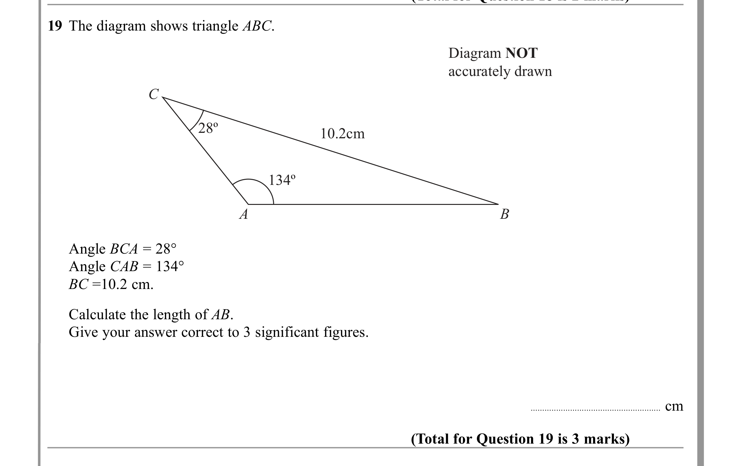 Question 19 — Trig — Edexcel iGCSE June 2011
