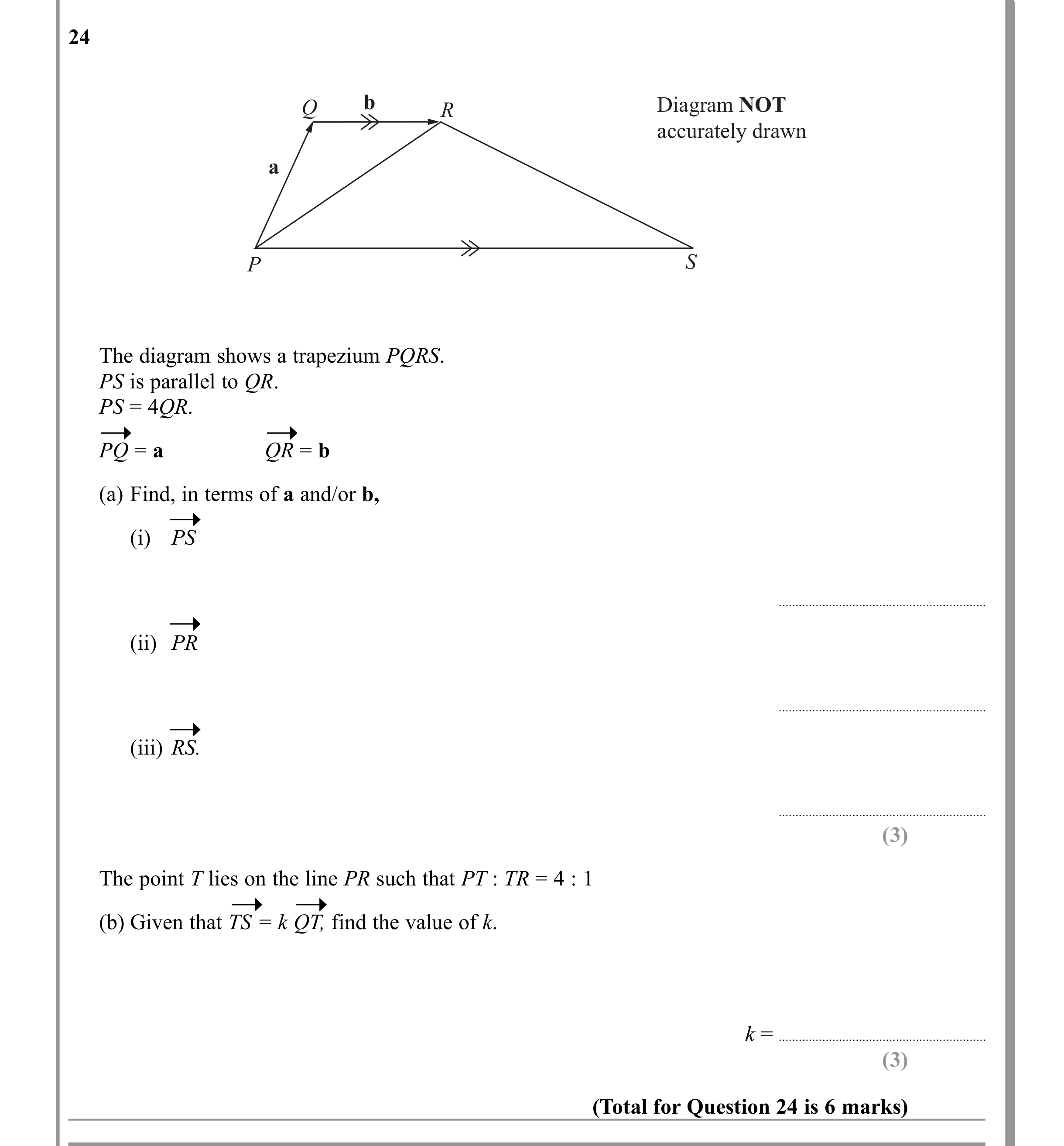Question 24 — Vectors — Edexcel iGCSE June 2011