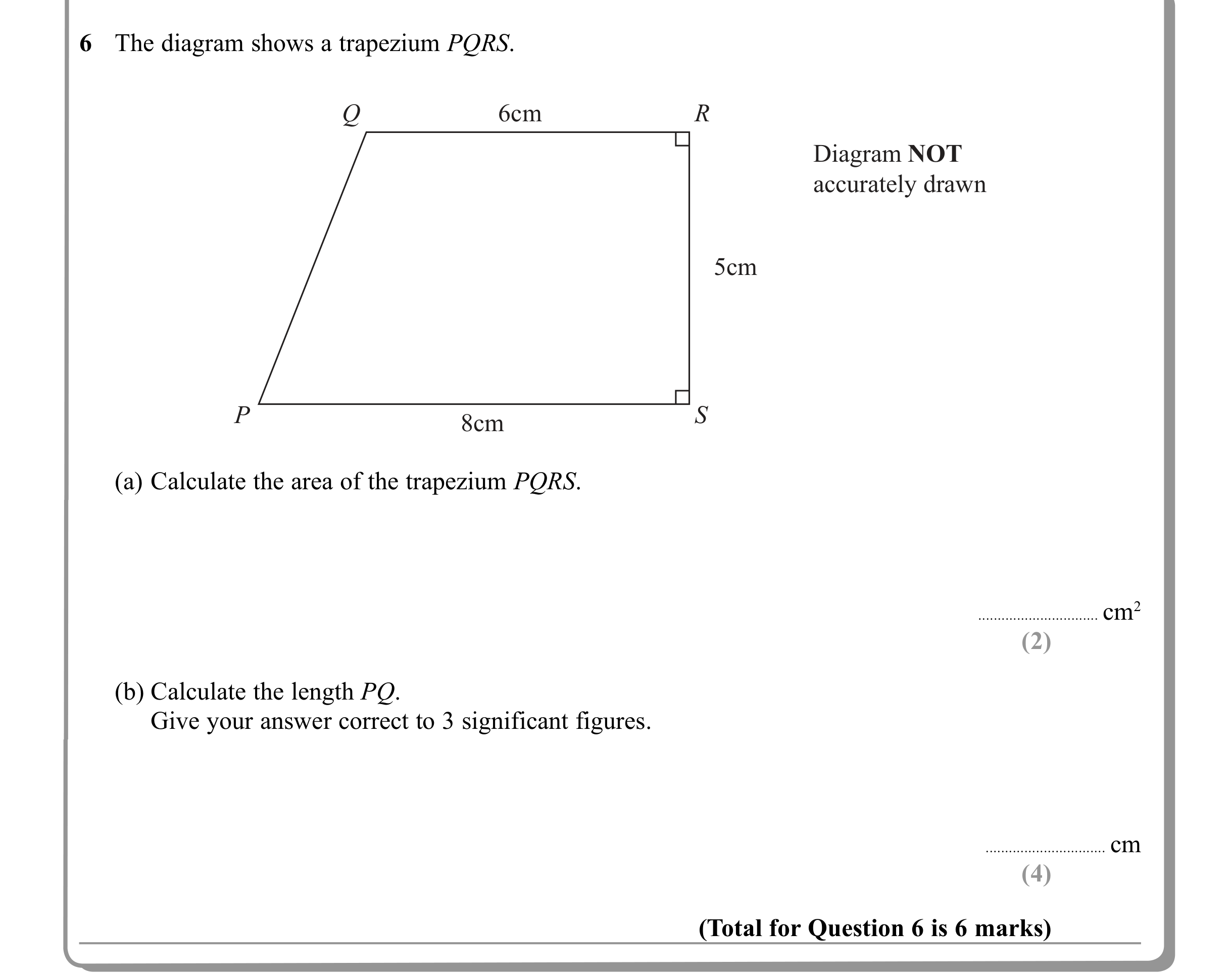 Question 6 — Trig — Edexcel iGCSE June 2011