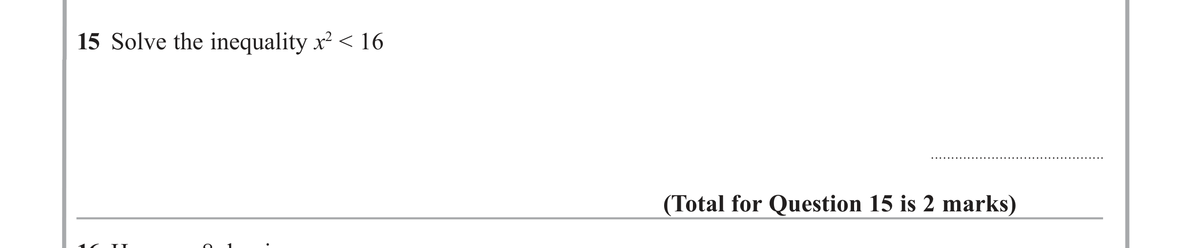 Question 15 — Quadratics — Edexcel iGCSE Jan 2012