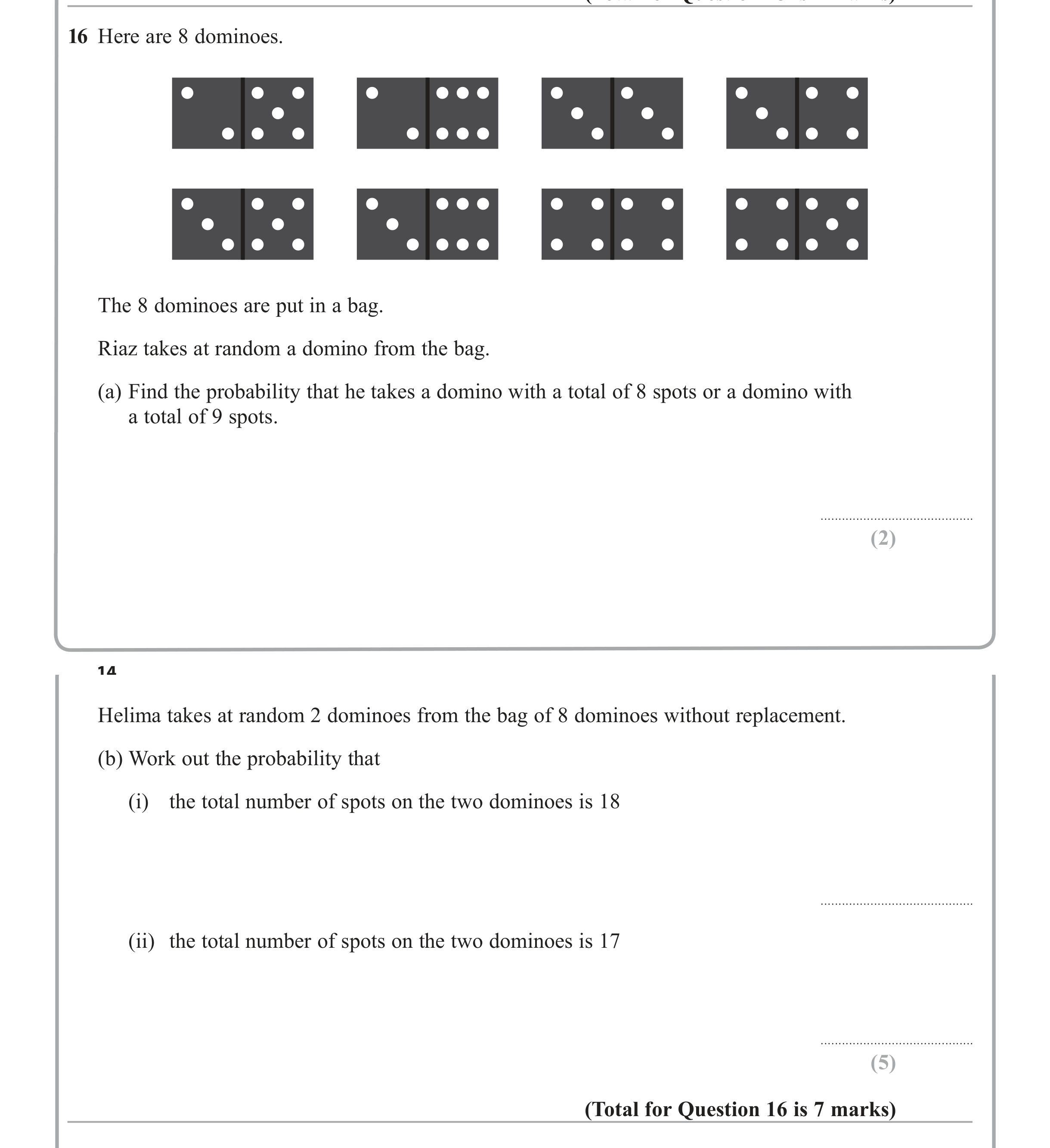 Question 16 — Probability — Edexcel iGCSE Jan 2012