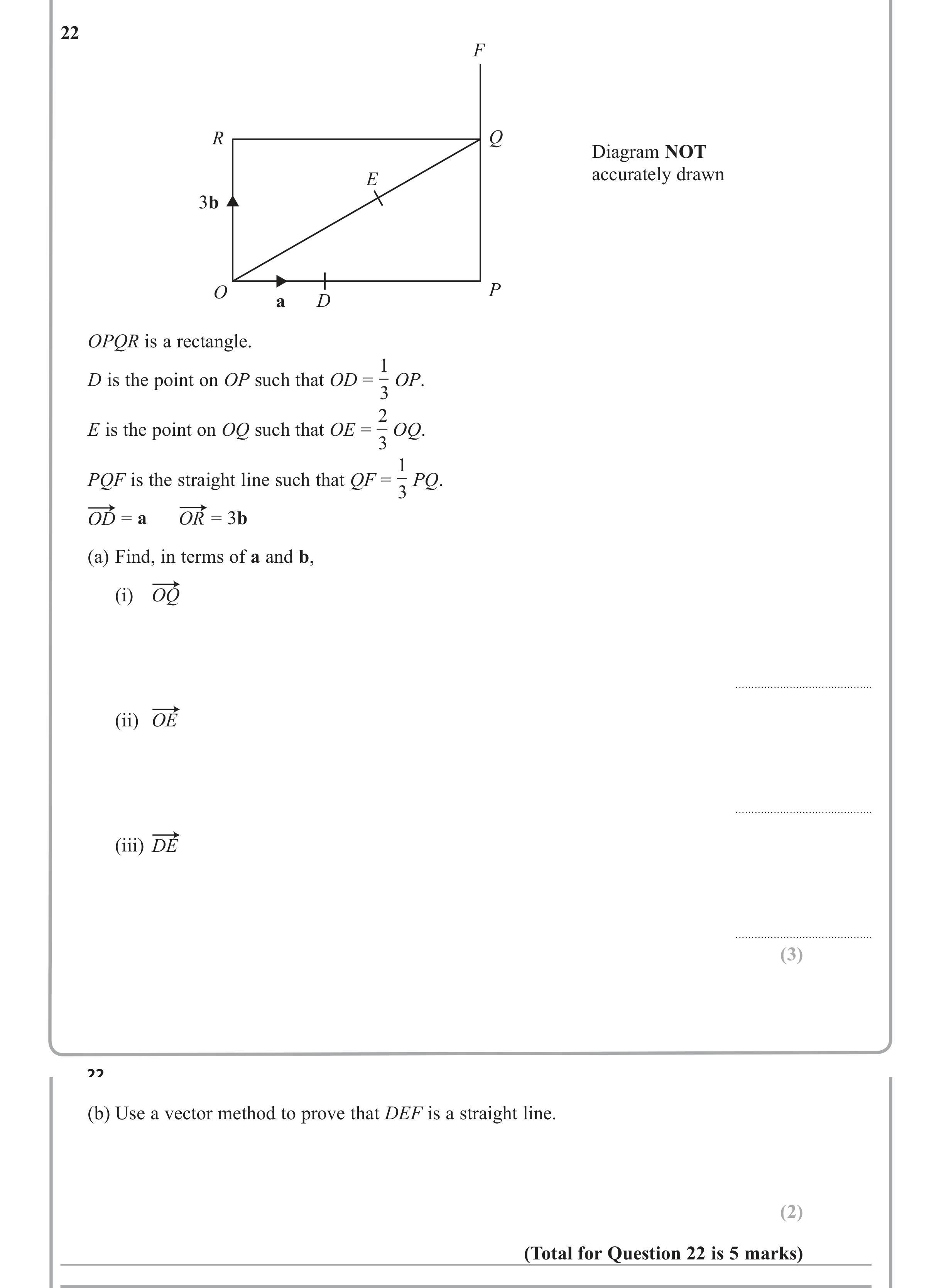 Question 22 — Vectors — Edexcel iGCSE Jan 2012