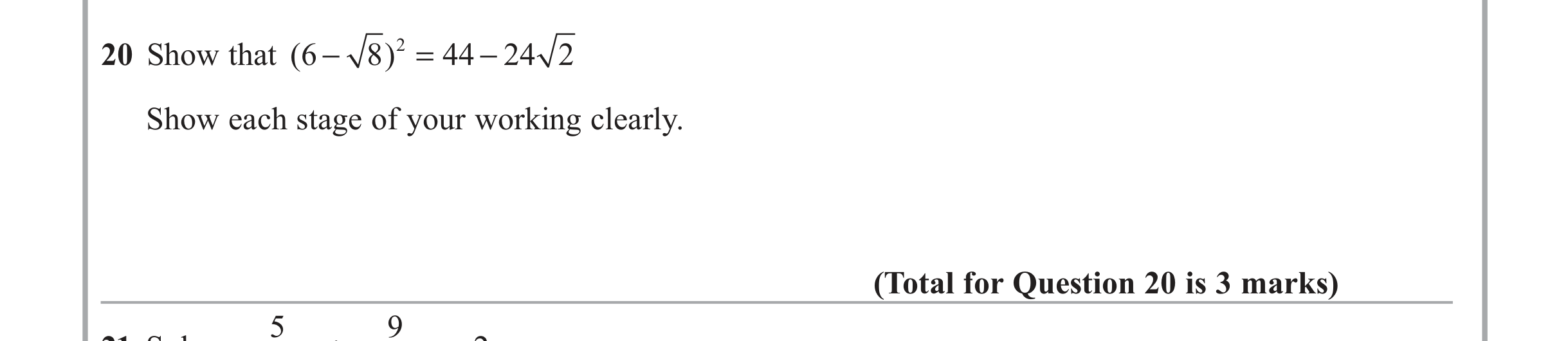 Question 20 — Indices and Surds — Edexcel iGCSE June 2012