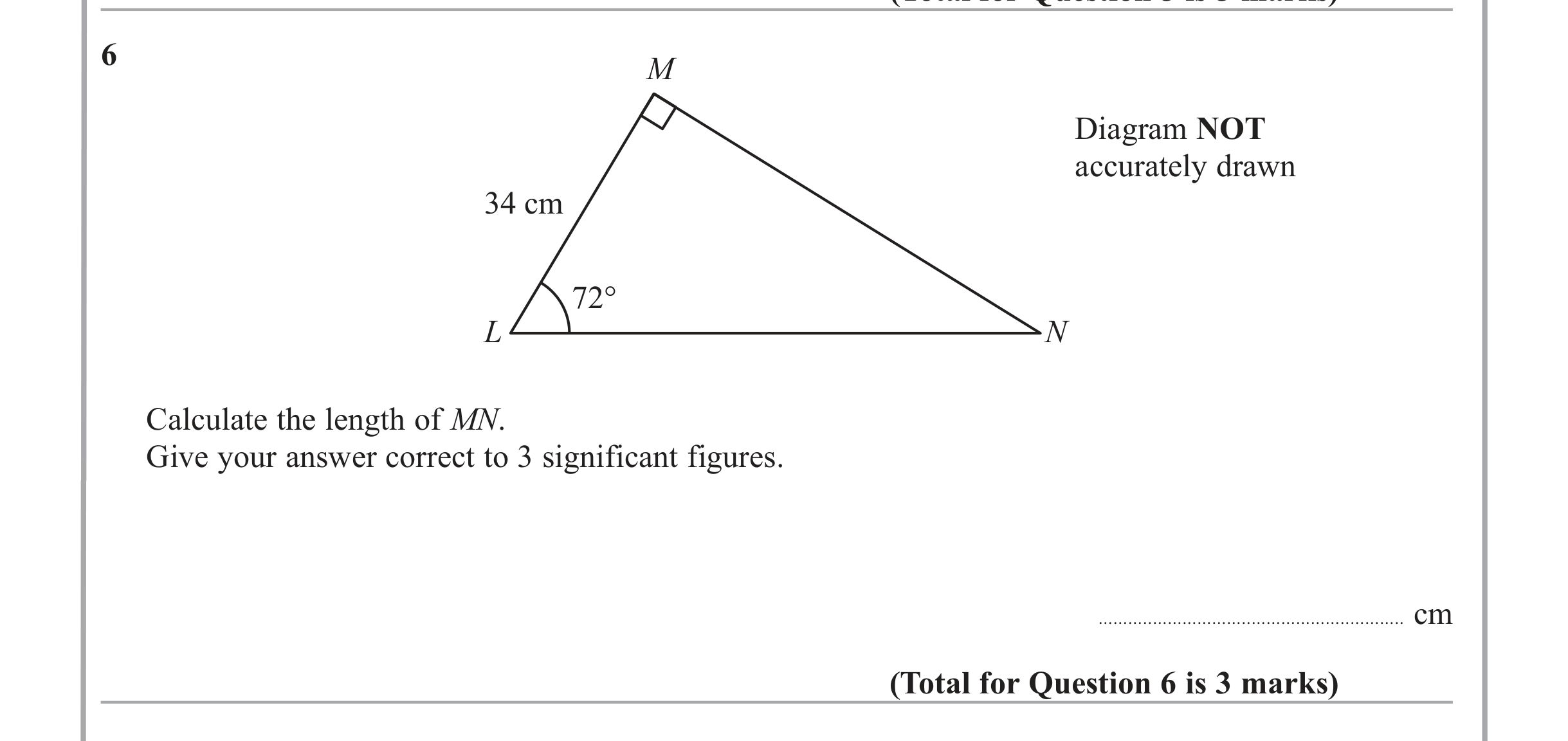 Question 6 — Trig — Edexcel iGCSE June 2012