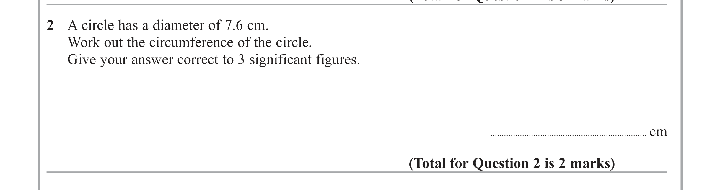 Question 2 — Circles — Edexcel iGCSE Jan 2013