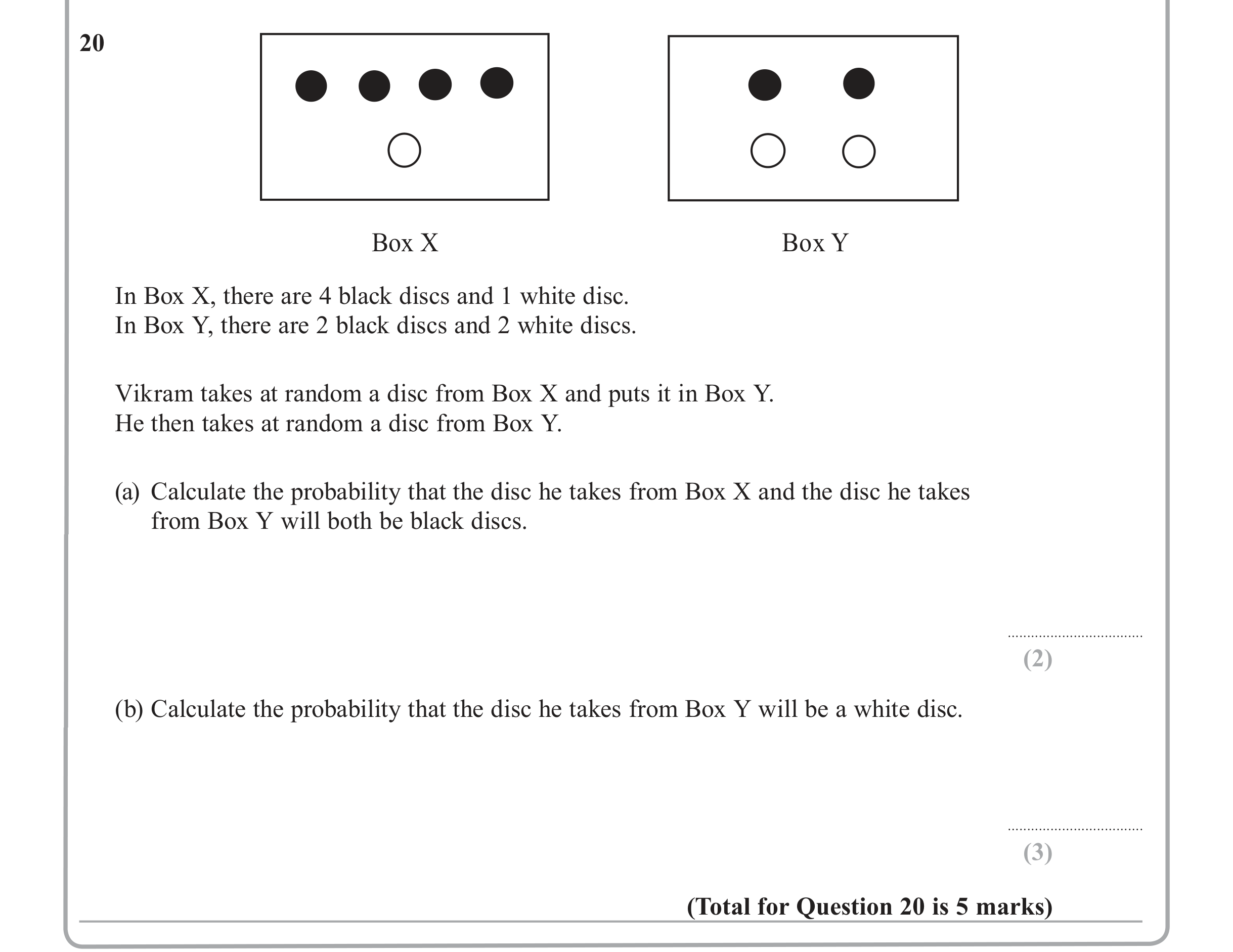 Question 20 — Probability — Edexcel iGCSE Jan 2013