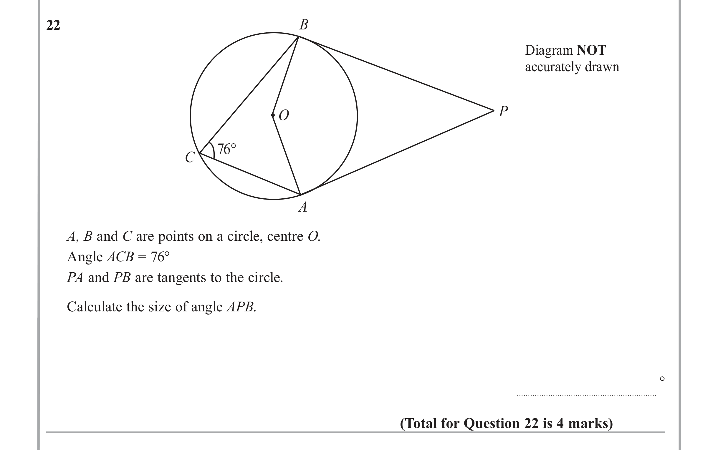 Question 22 — Circles — Edexcel iGCSE Jan 2013