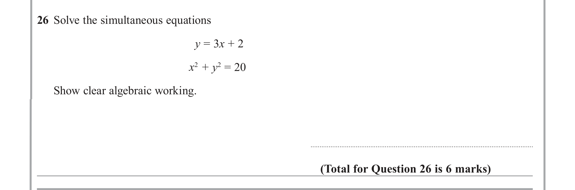 Question 26 — Coordinate Geometry — Edexcel iGCSE Jan 2013