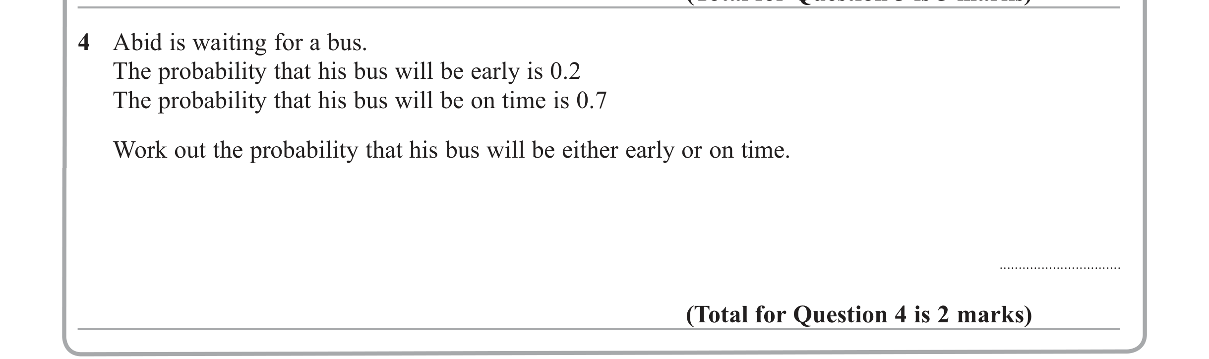 Question 4 — Probability — Edexcel iGCSE Jan 2013