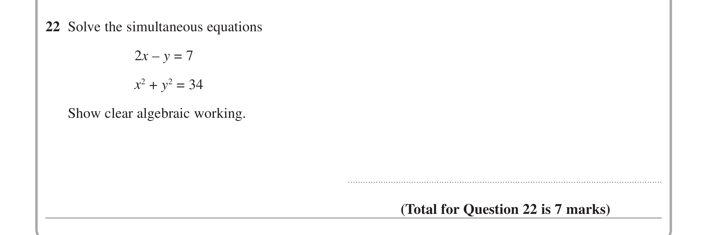 Question 22 — Coordinate Geometry — Edexcel iGCSE Jan 2014