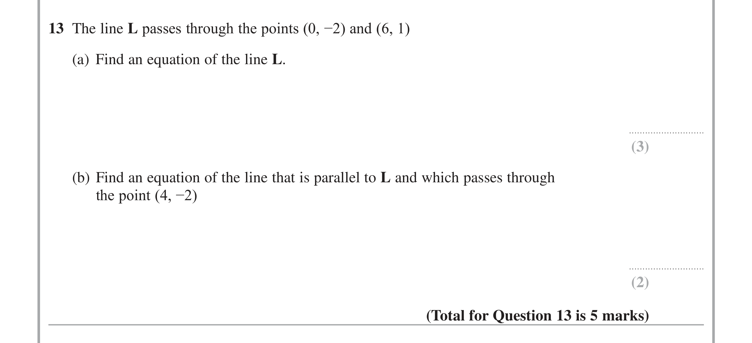 Question 13 — Coordinate Geometry — Edexcel iGCSE June 2014