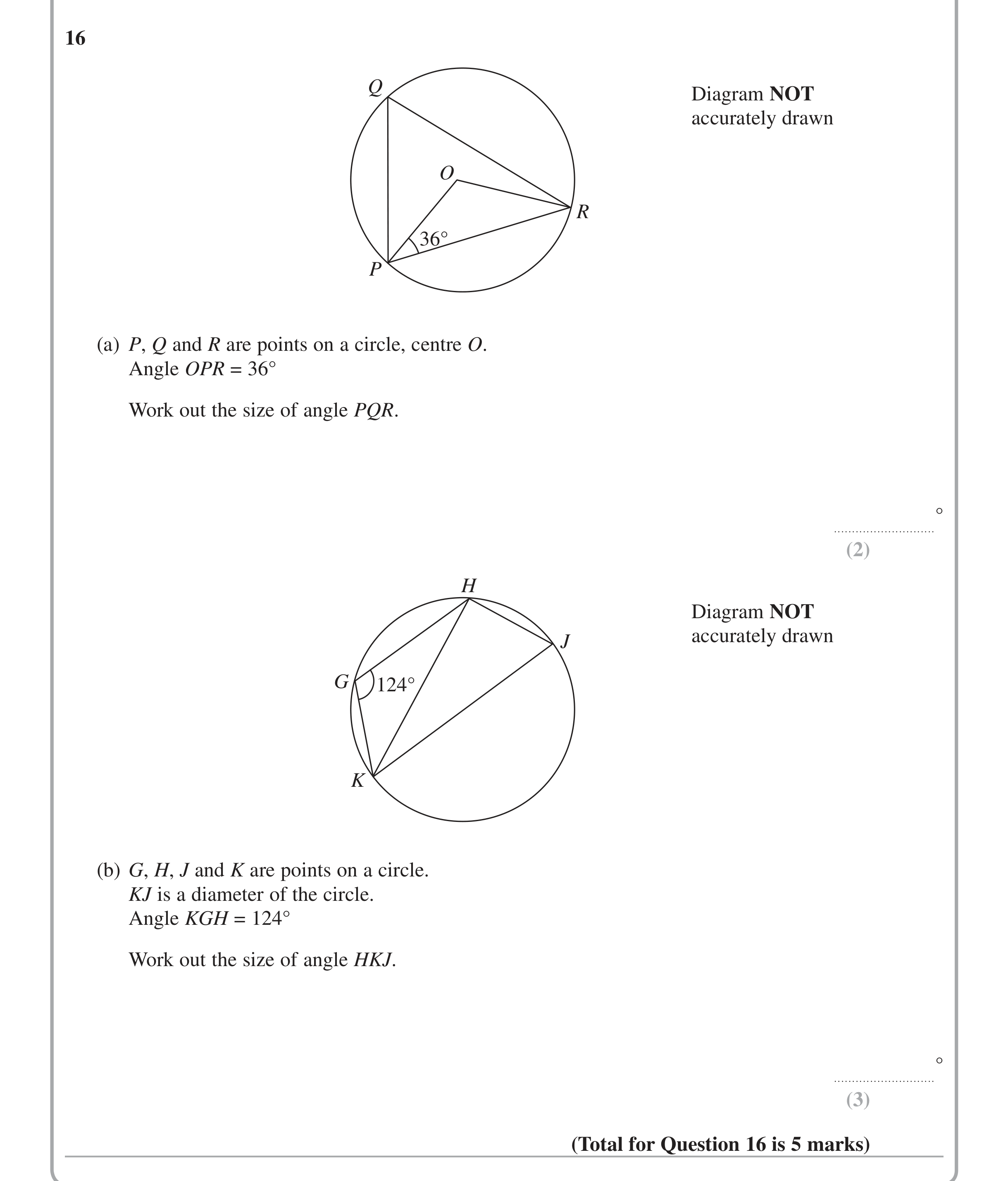 Question 16 — Circles — Edexcel iGCSE June 2014