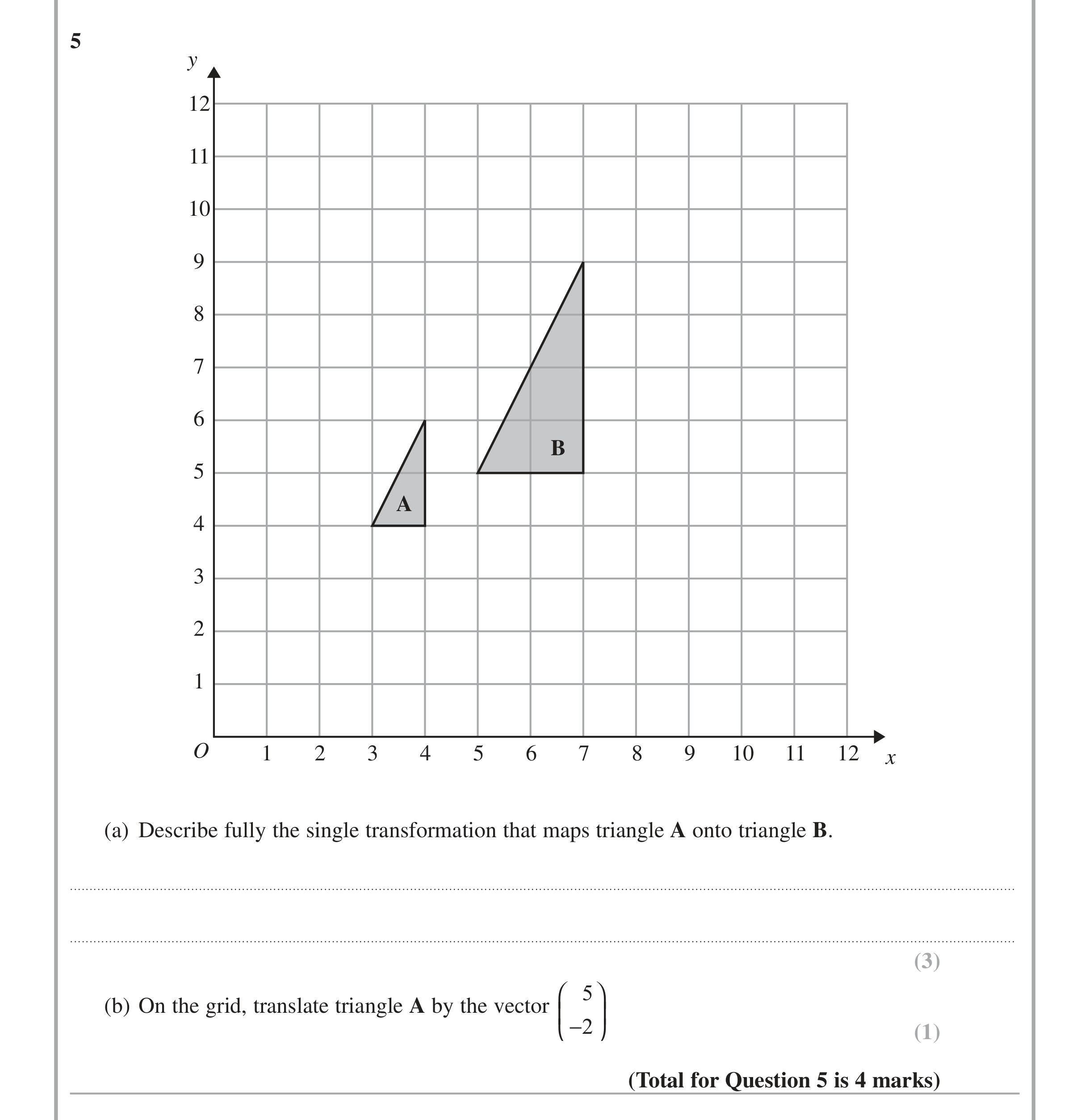 Question 5 — Rotations/Reflections/Translations/Enlargements — Edexcel iGCSE Jan 2015
