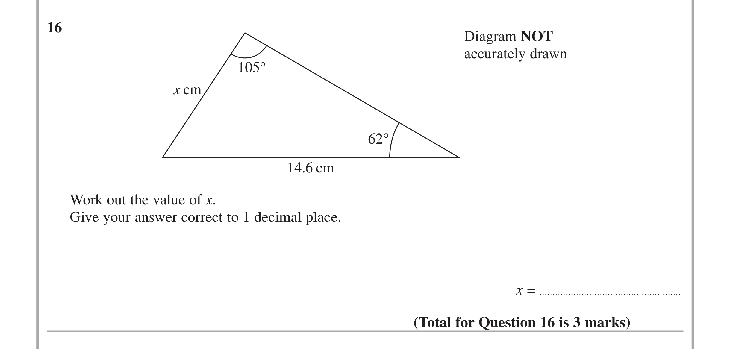 Question 16 — Trig — Edexcel iGCSE June 2015