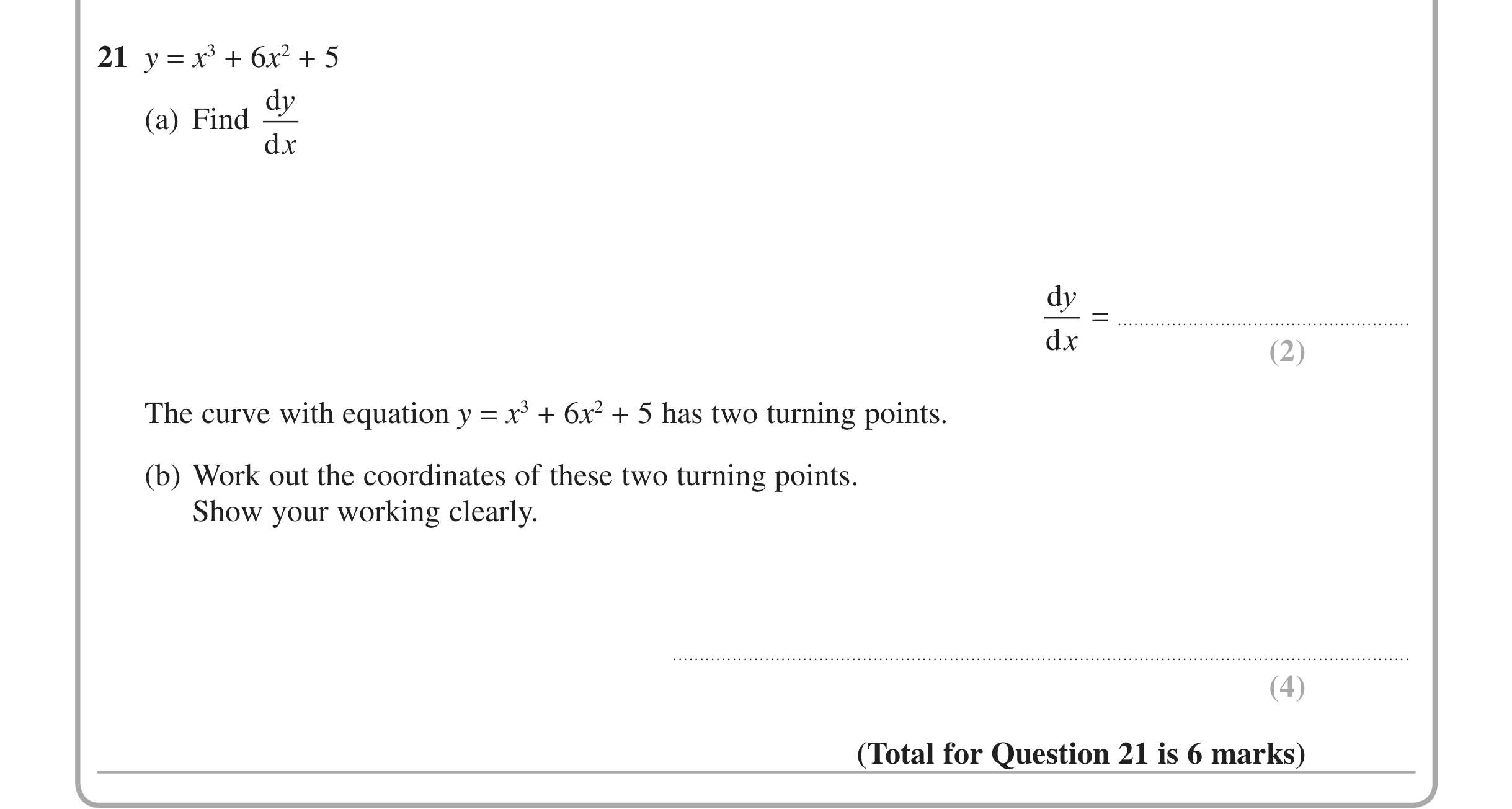 Question 21 — Quadratics — Edexcel iGCSE June 2015