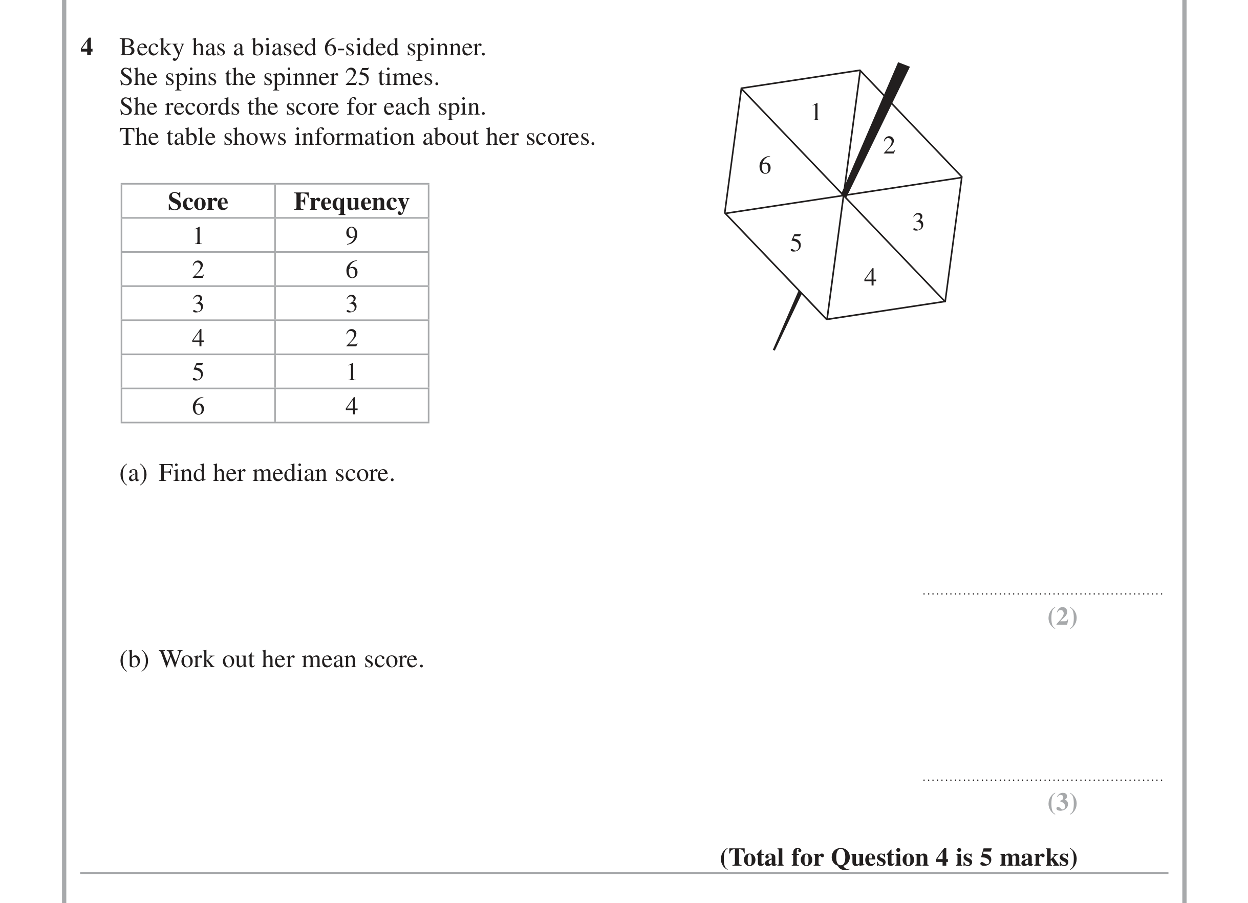 Question 4 — Probability — Edexcel iGCSE June 2015