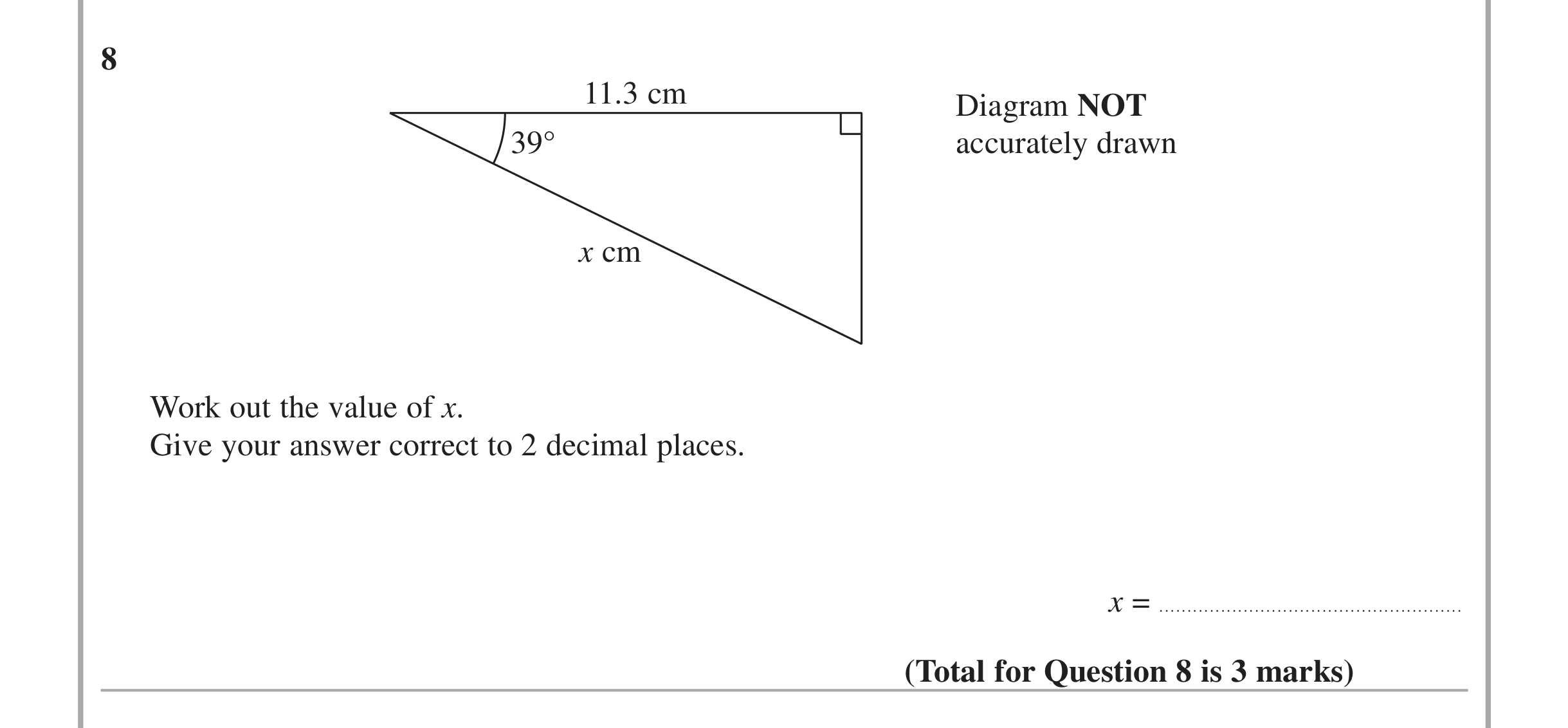 Question 8 — Trig — Edexcel iGCSE June 2015