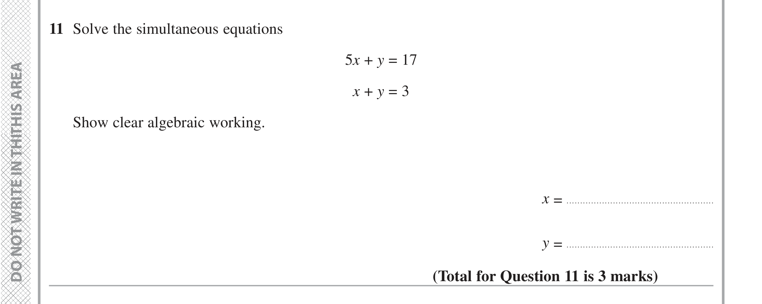 Question 11 — Coordinate Geometry — Edexcel iGCSE Jan 2016