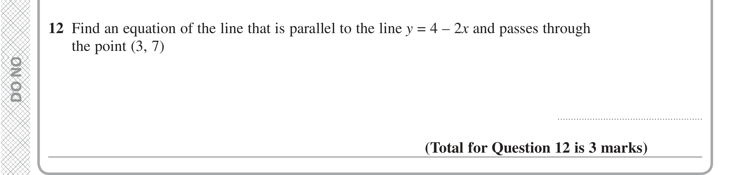 Question 12 — Coordinate Geometry — Edexcel iGCSE Jan 2016